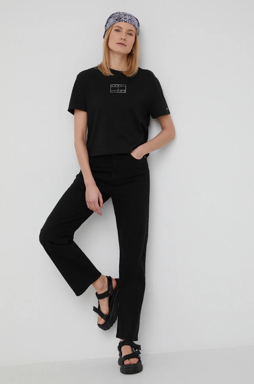 джинсы RIBCAGE STRAIGHT ANKLE черные для женщин