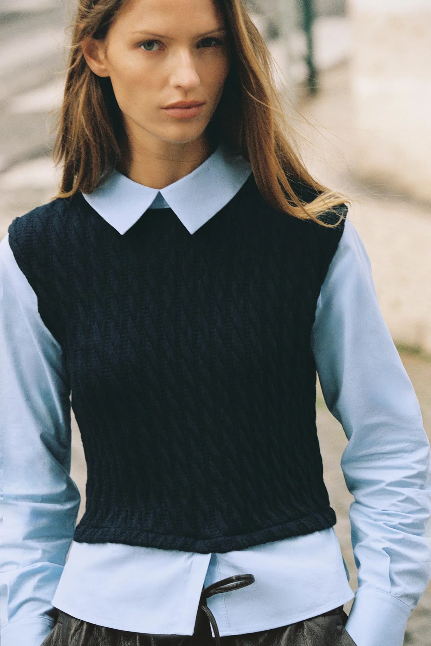 РУБАШКА ИЗ КОМБИНИРОВАННОЙ ТКАНИ И ПОПЛИНА