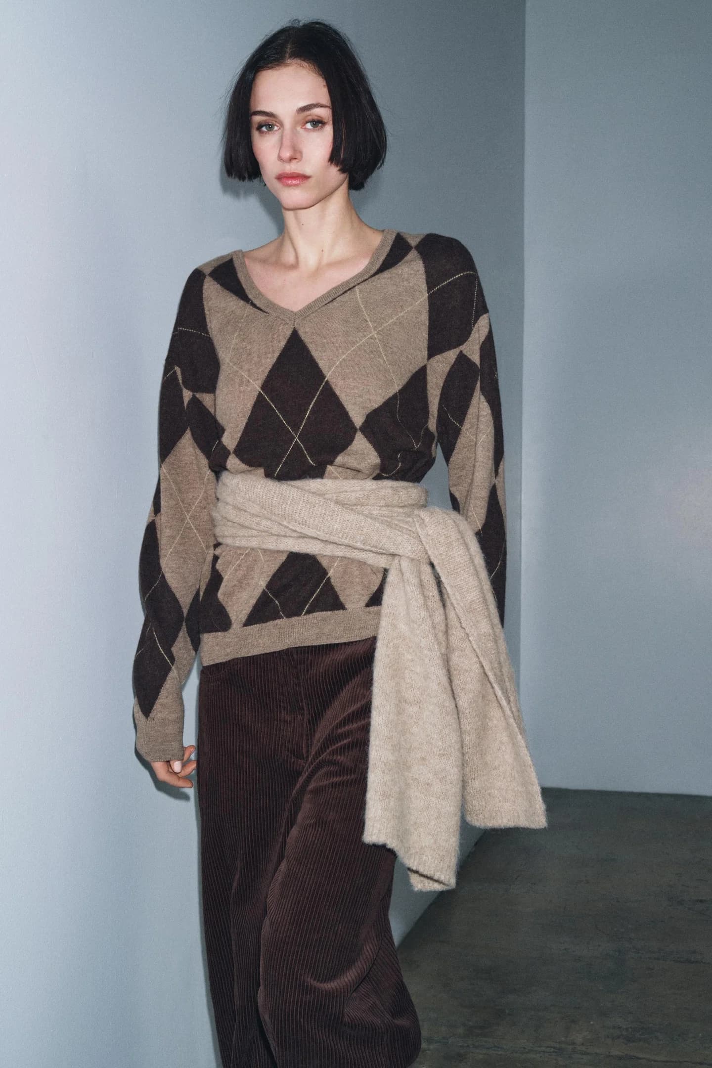 СВИТЕР РОМБИ ИЗ 100% ШЕРСТИ