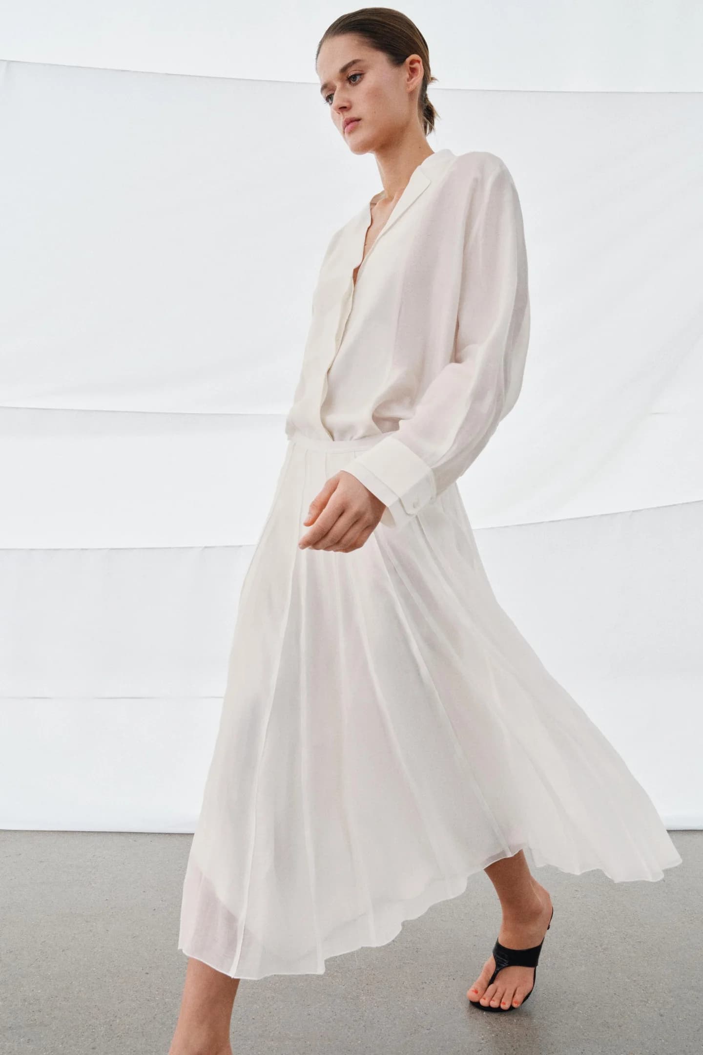 СТРУЯЩАЯ ЮБКА ИЗ КОМБИНИРОВАННОЙ ТКАНИ ИЗ КОЛЛЕКЦИИ ZW