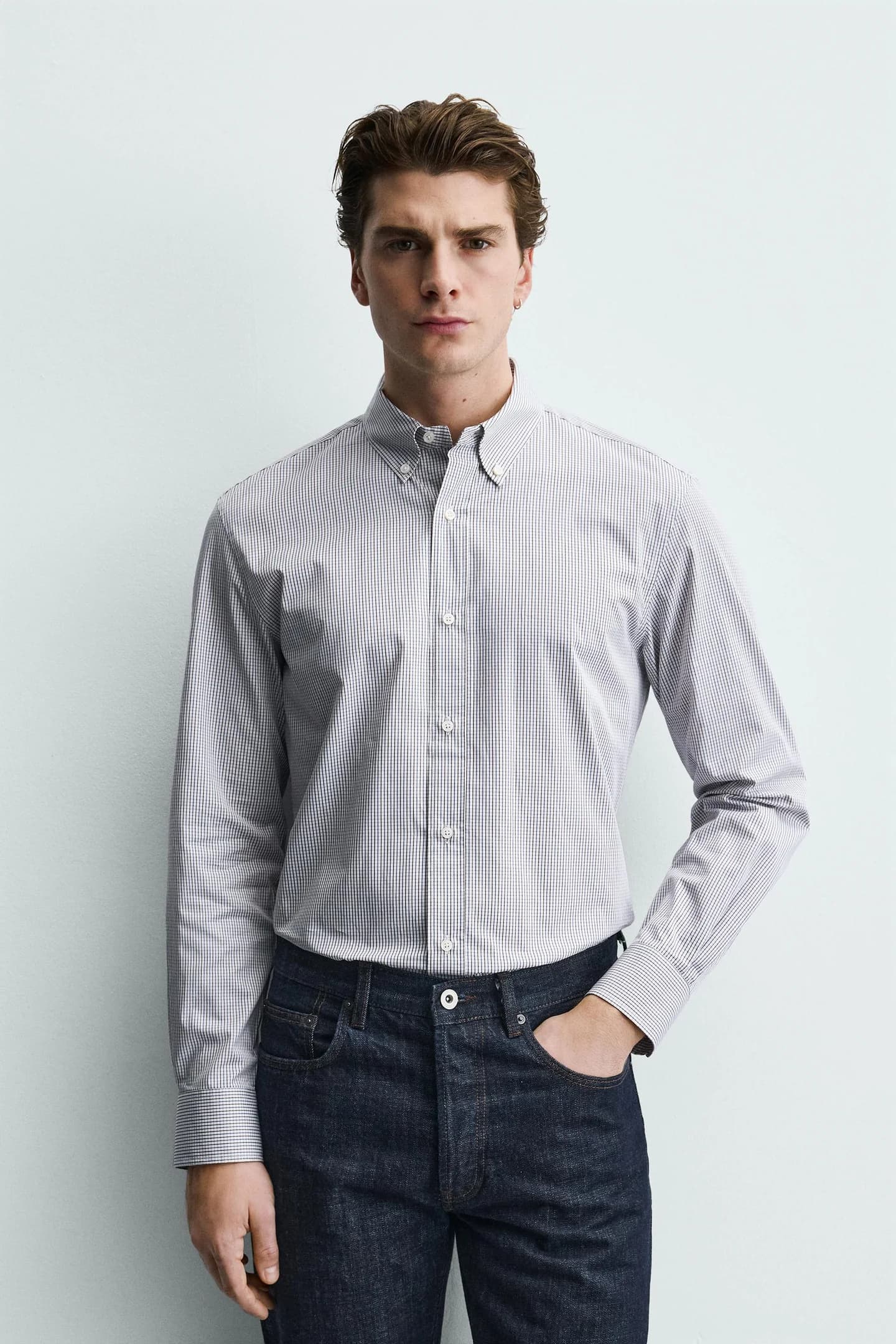 РУБАШКА ПРЯМОГО КРЮКА В КЛЕТИКУ