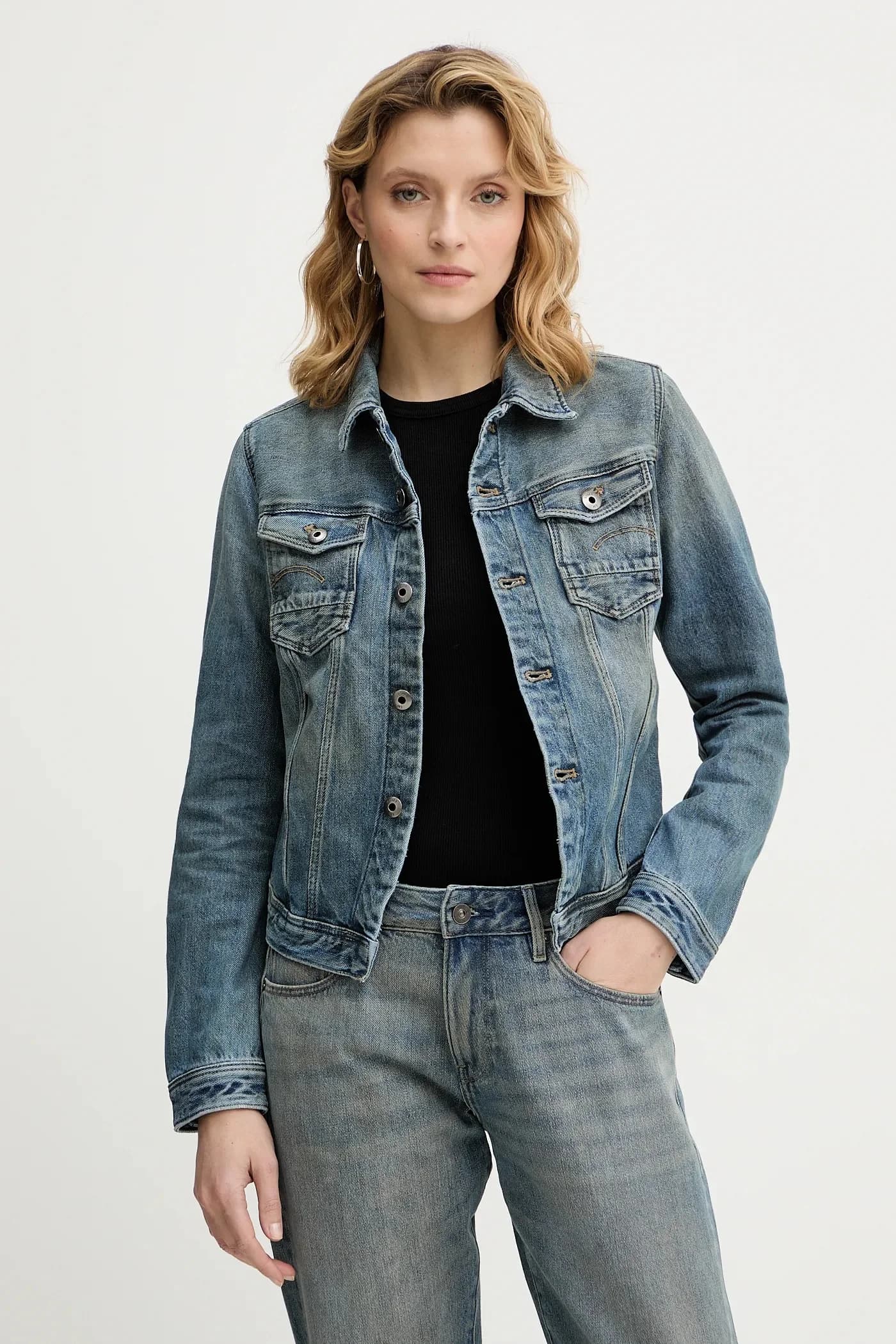 Узкая джинсовая куртка со скошенным краем