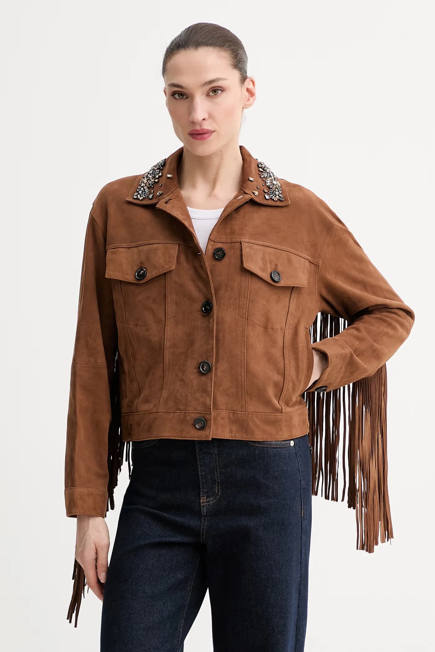 Женская короткая замшевая куртка