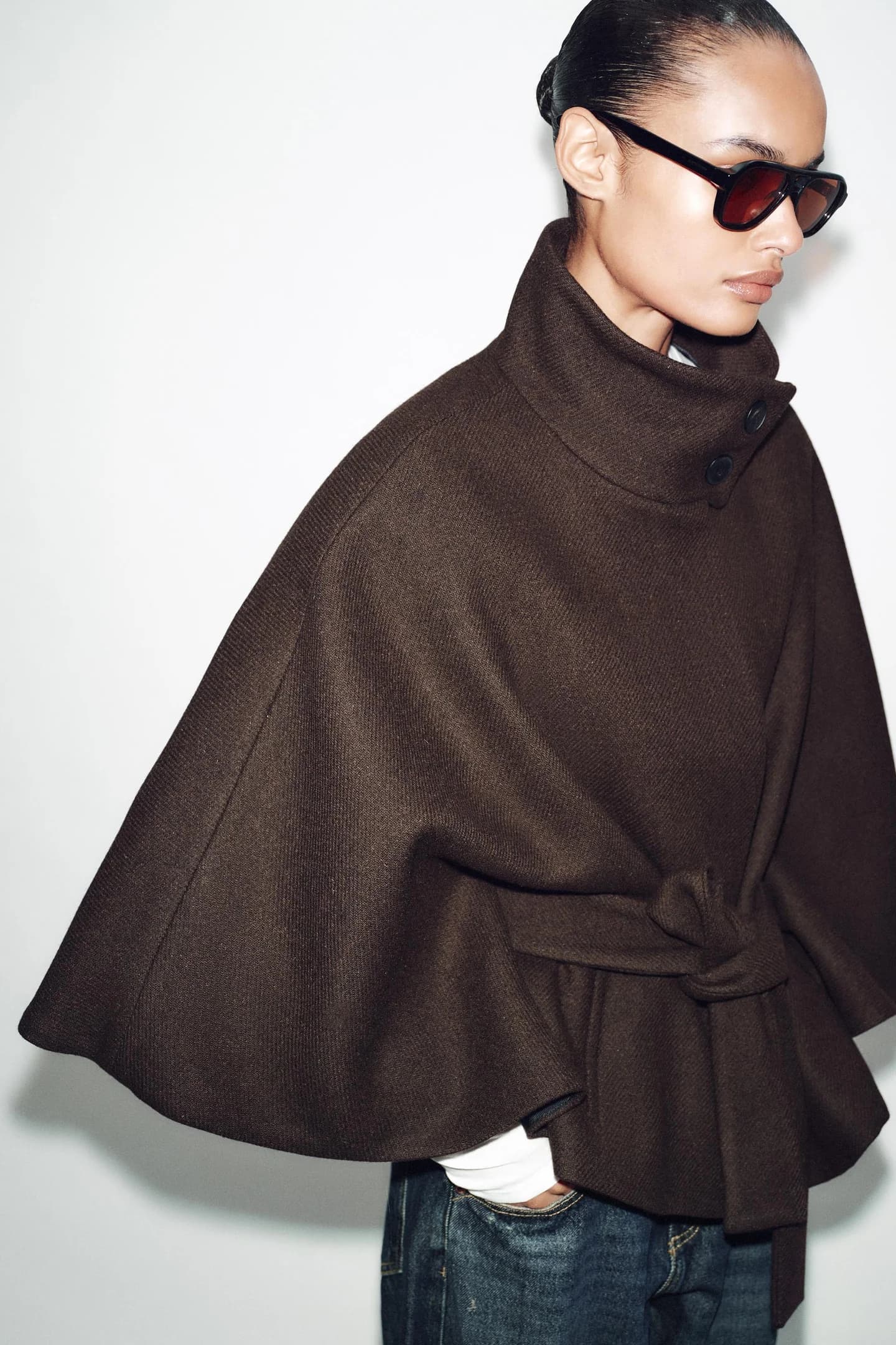 КОРОТКОЕ ПАЛЬТО-ШАРФ С ПОЯСОМ