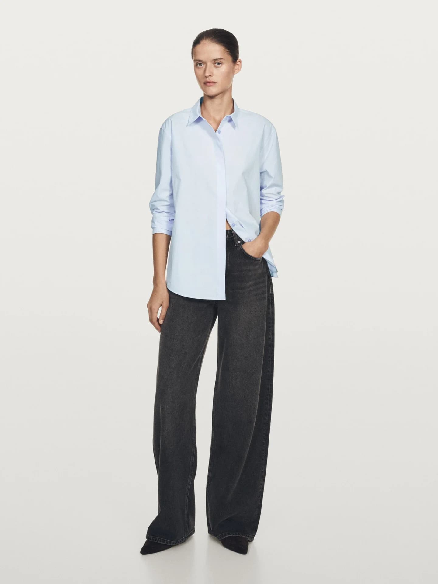 Рубашка из поплина со потайными пуговицами