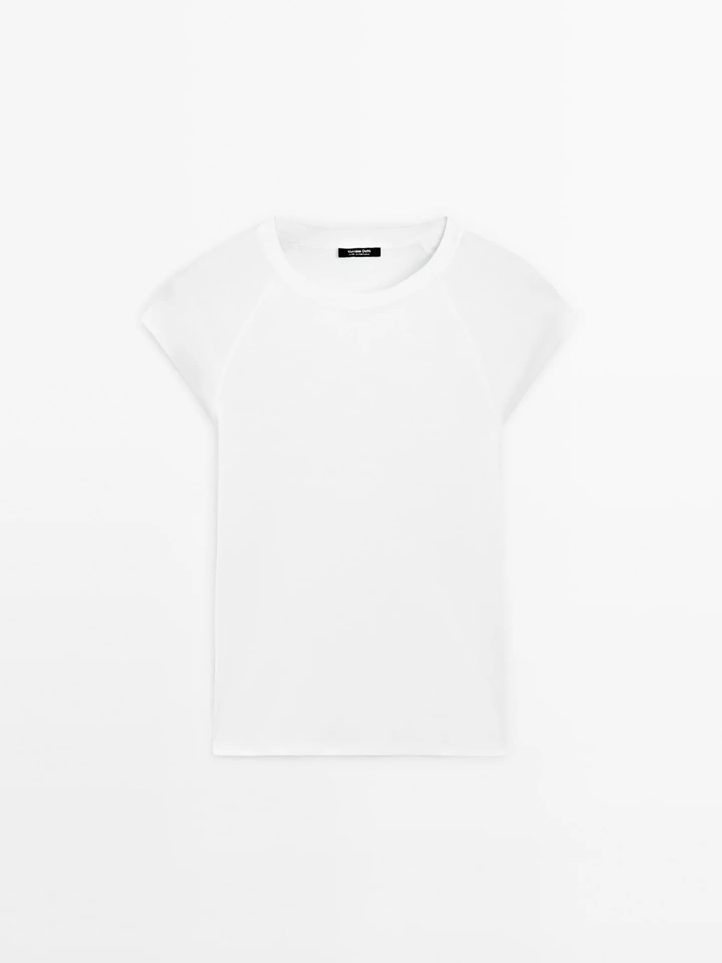 Хлопковая футболка с короткими рукавами реглан