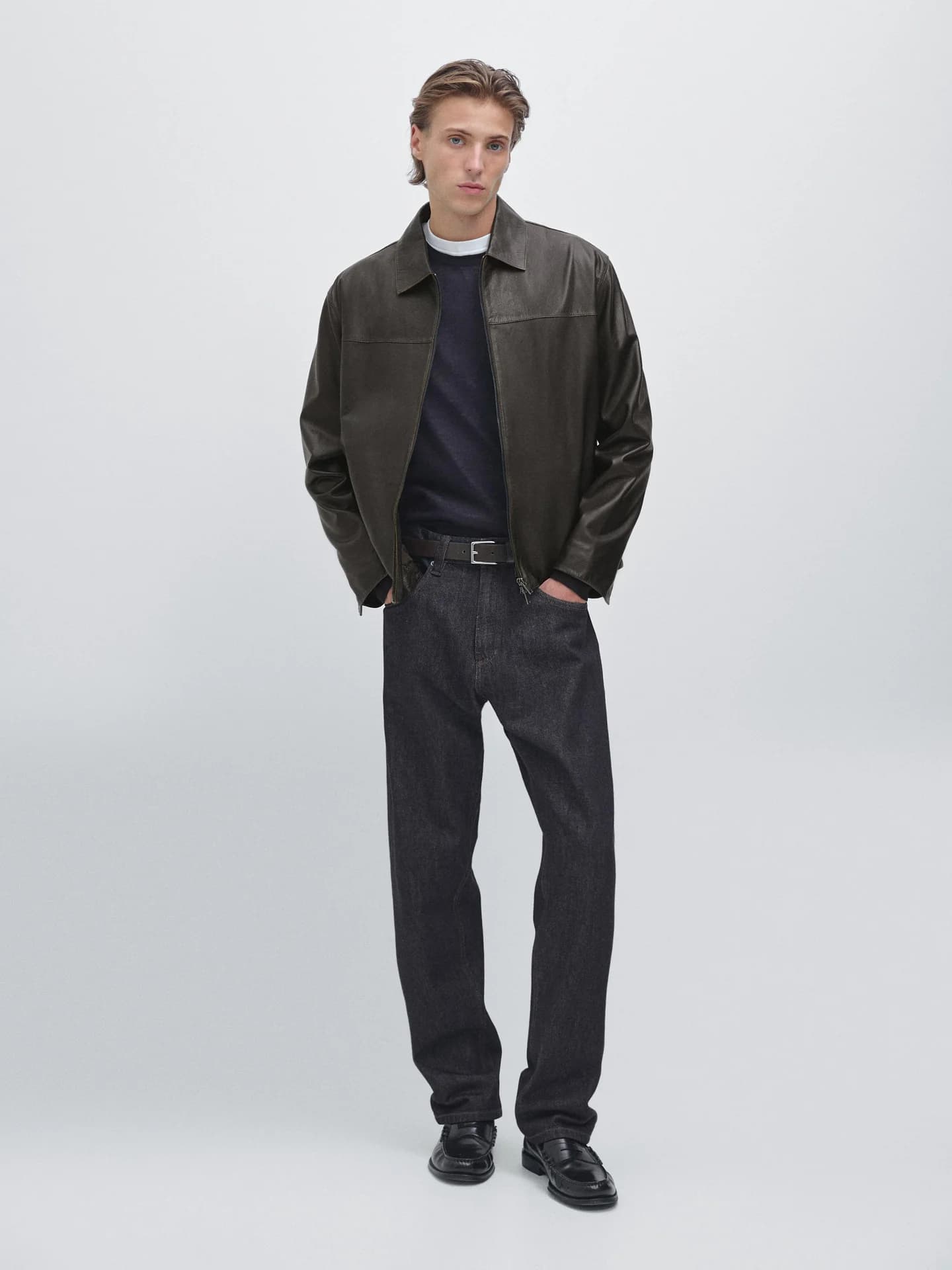 Кожаная куртка с эффектом потертости