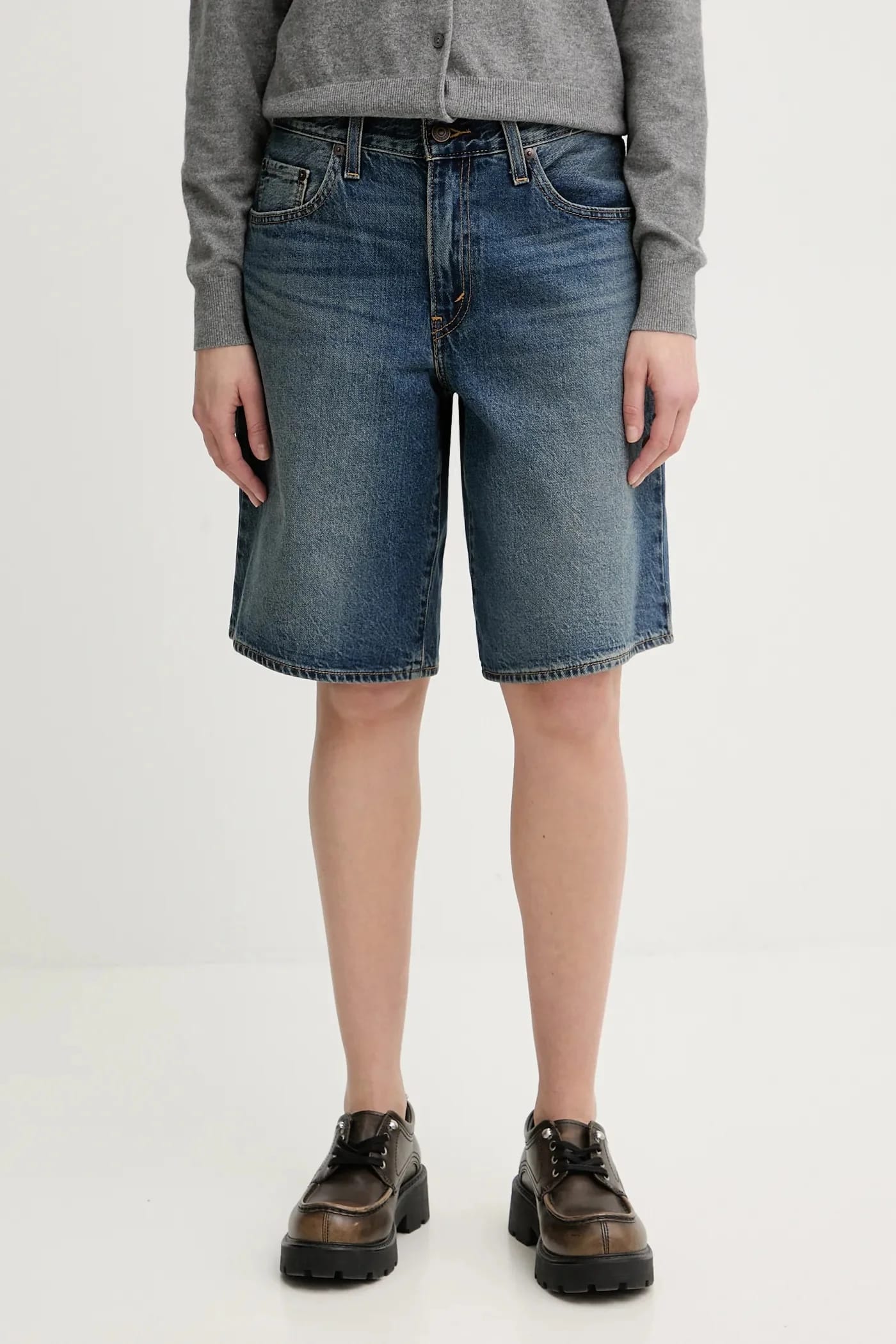 джинсовые шорты BAGGY DAD синие для женщин