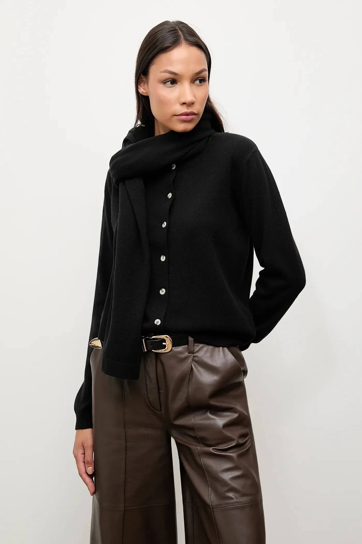 Кардиган из мериносовой шерсти с шарфом