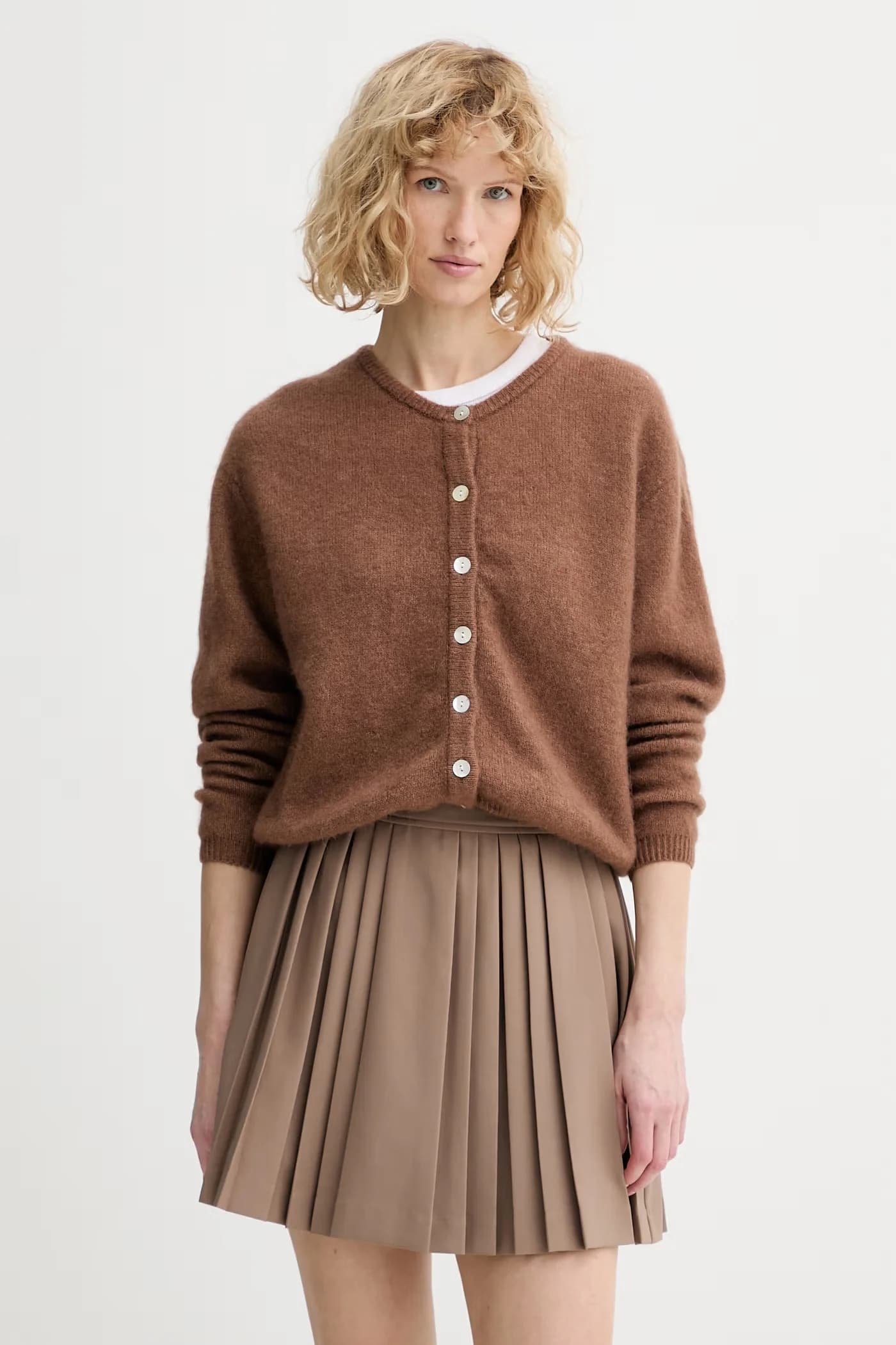 Кардиган из полушерсти GILET ML COL ROND