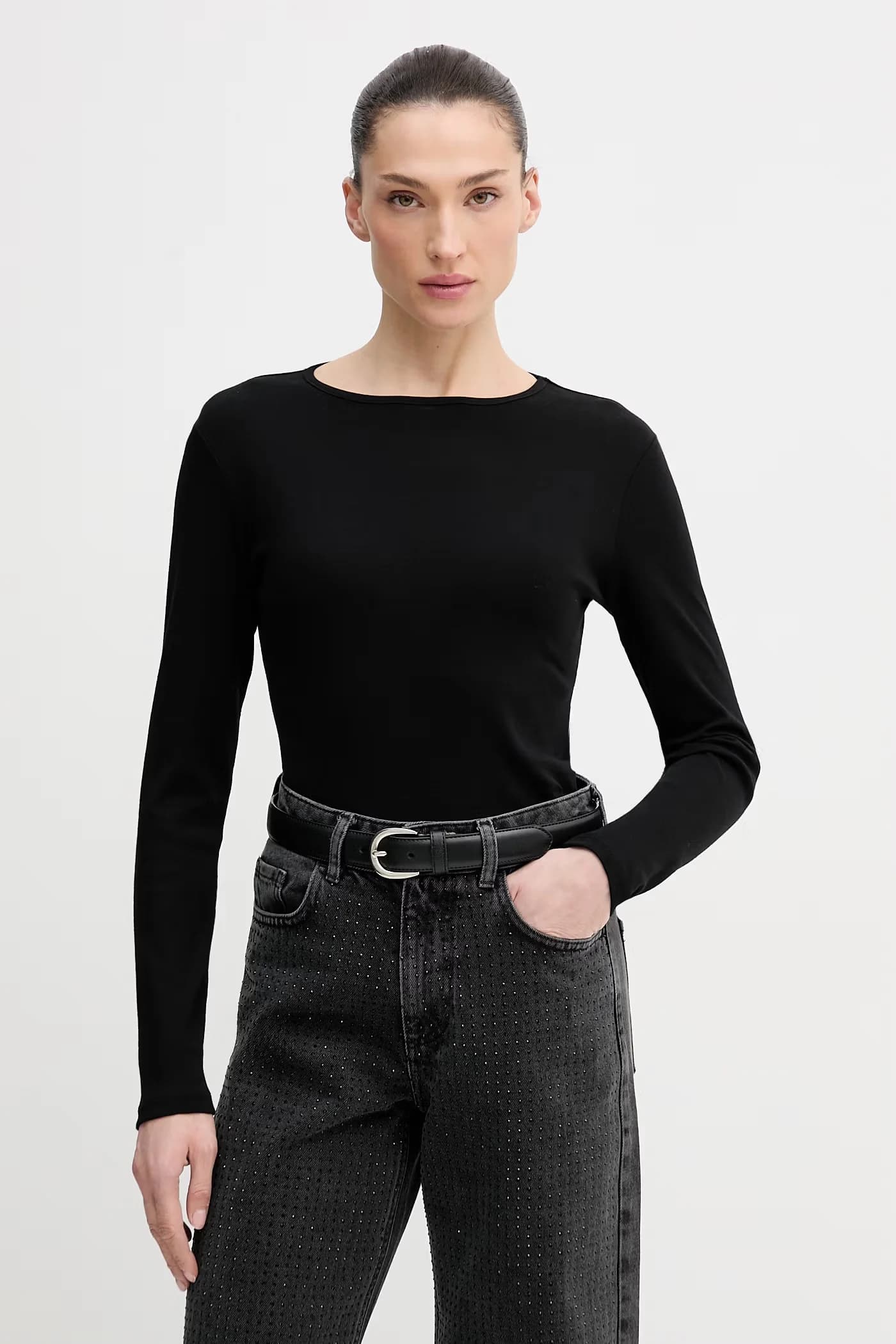 Хлопковая рубашка с длинным рукавом