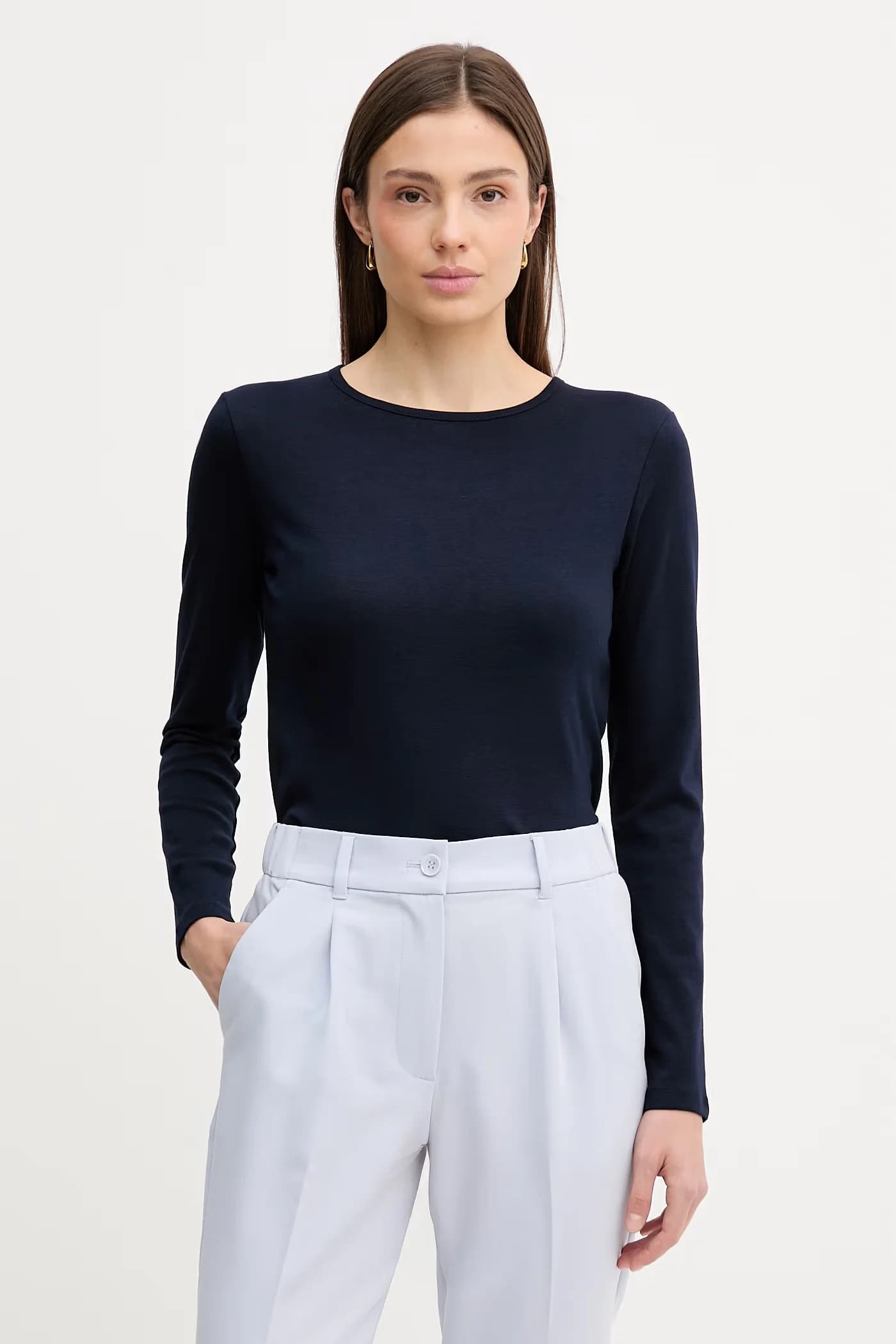 Хлопковая рубашка с длинным рукавом