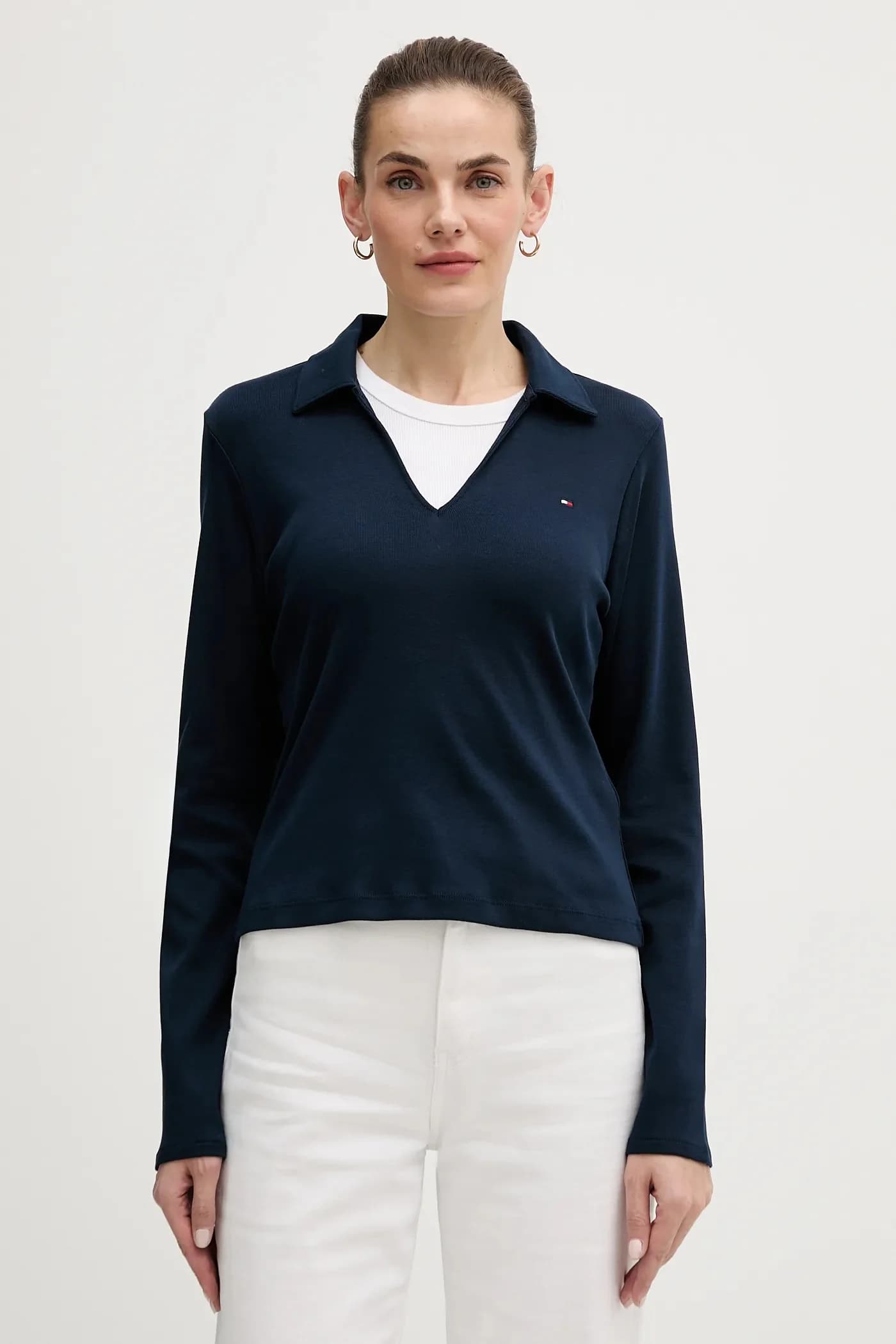 Хлопковая рубашка с длинным рукавом