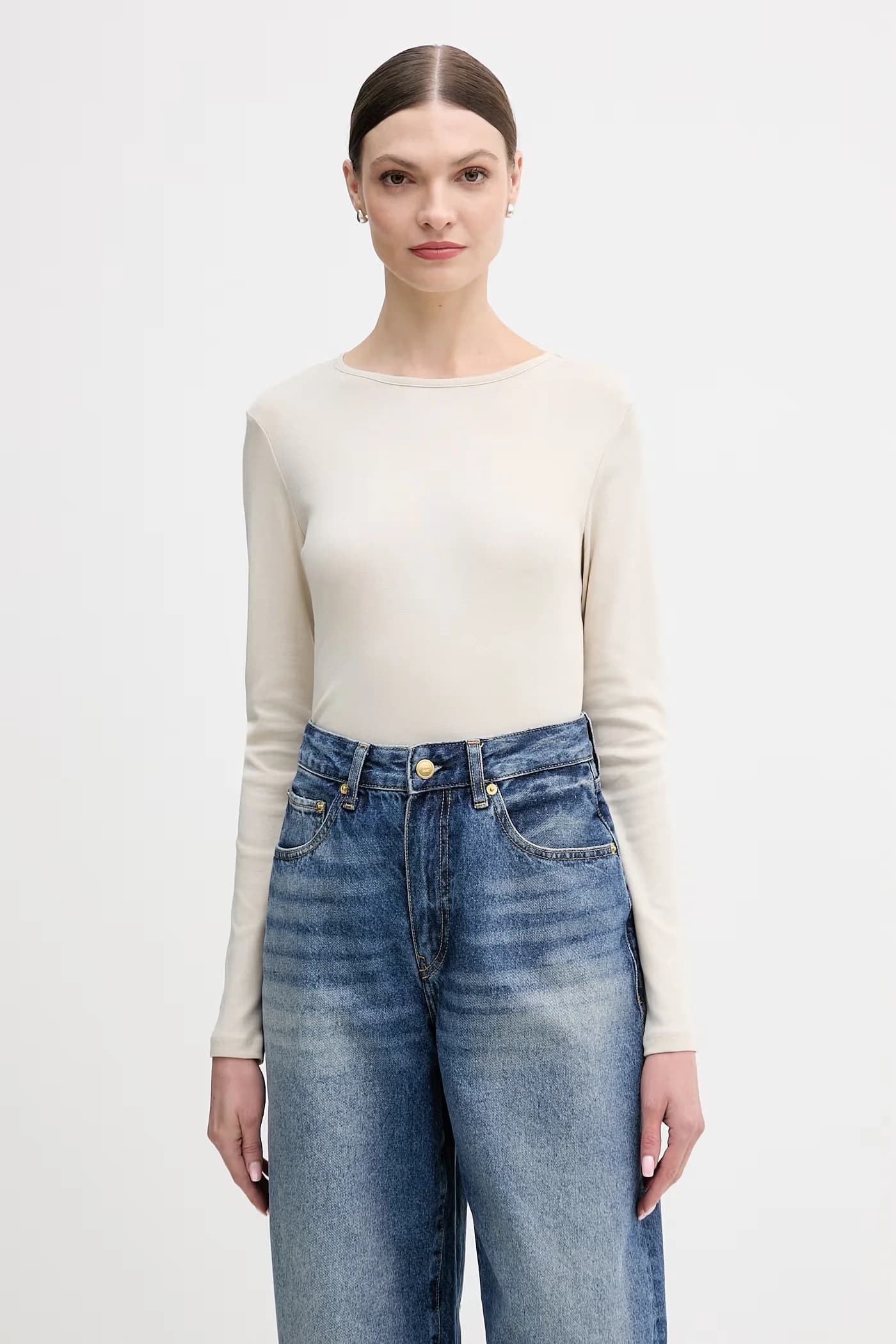 Хлопковая рубашка с длинным рукавом