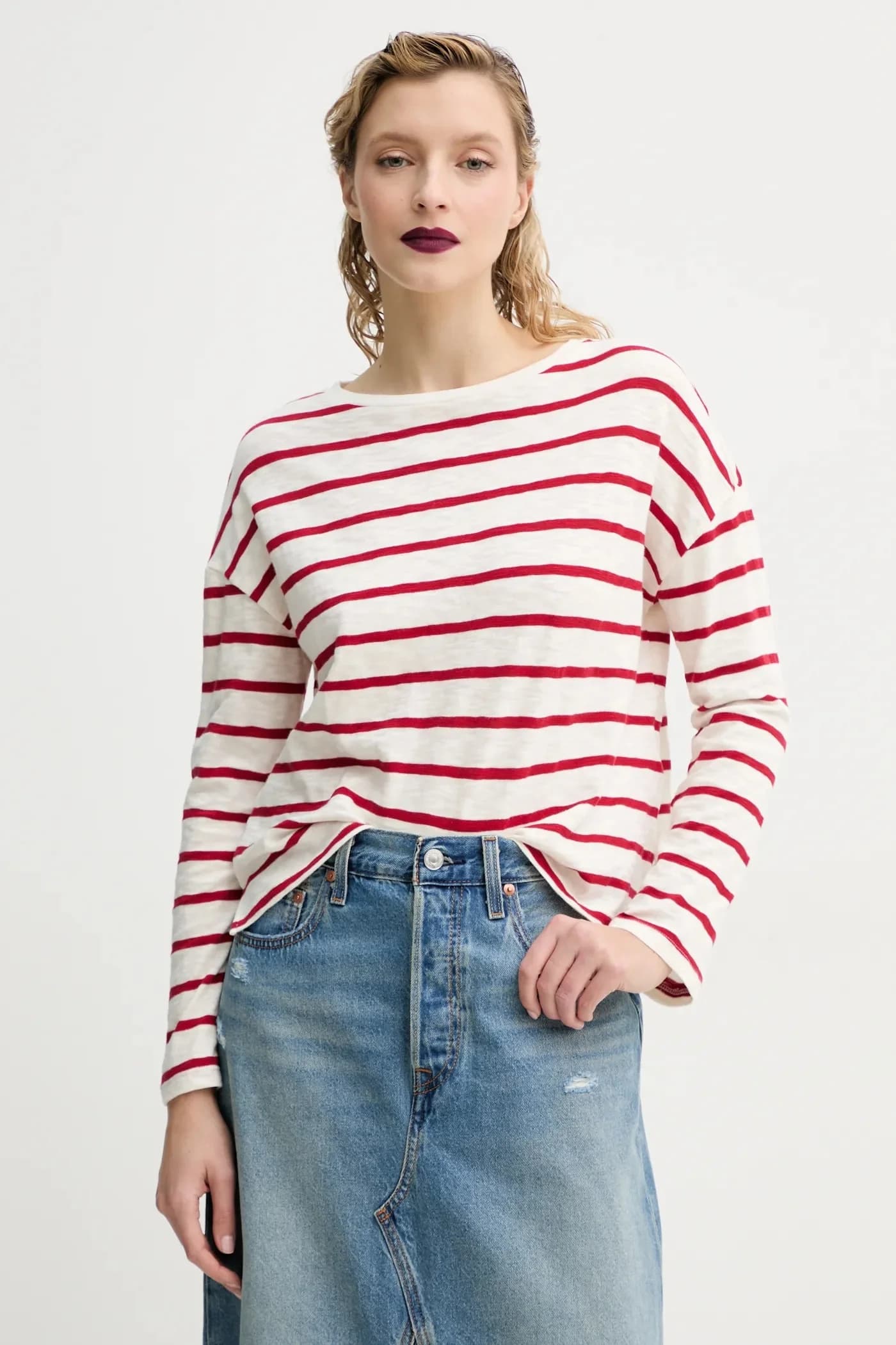 Хлопковая рубашка с длинным рукавом