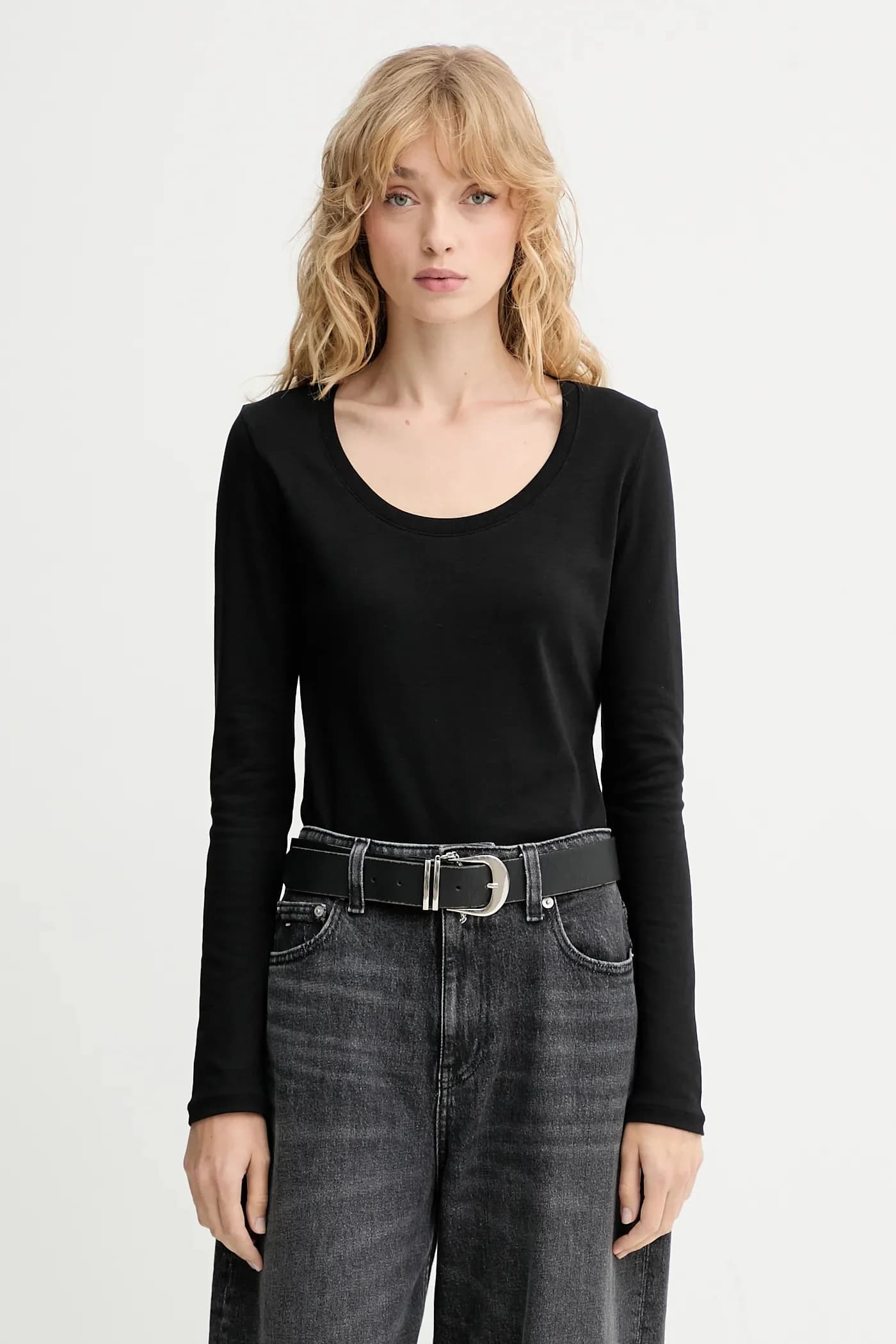 Хлопковая рубашка с длинным рукавом