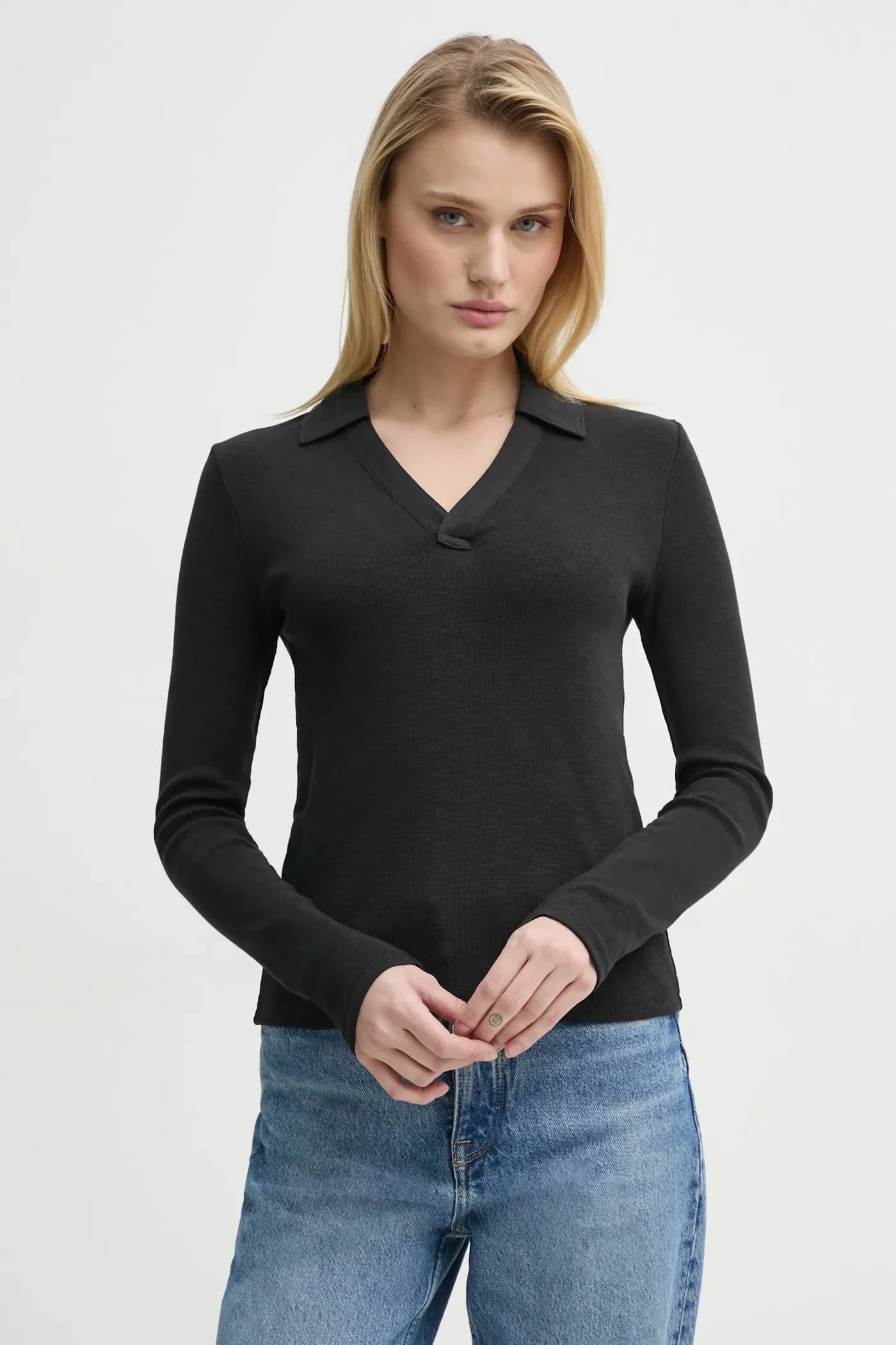 Хлопковая рубашка с длинным рукавом