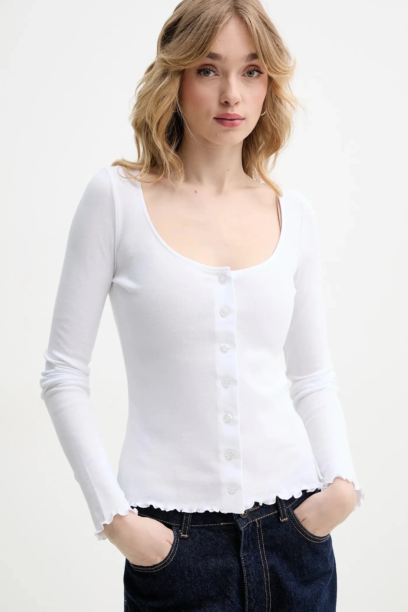 Хлопковая рубашка с длинным рукавом