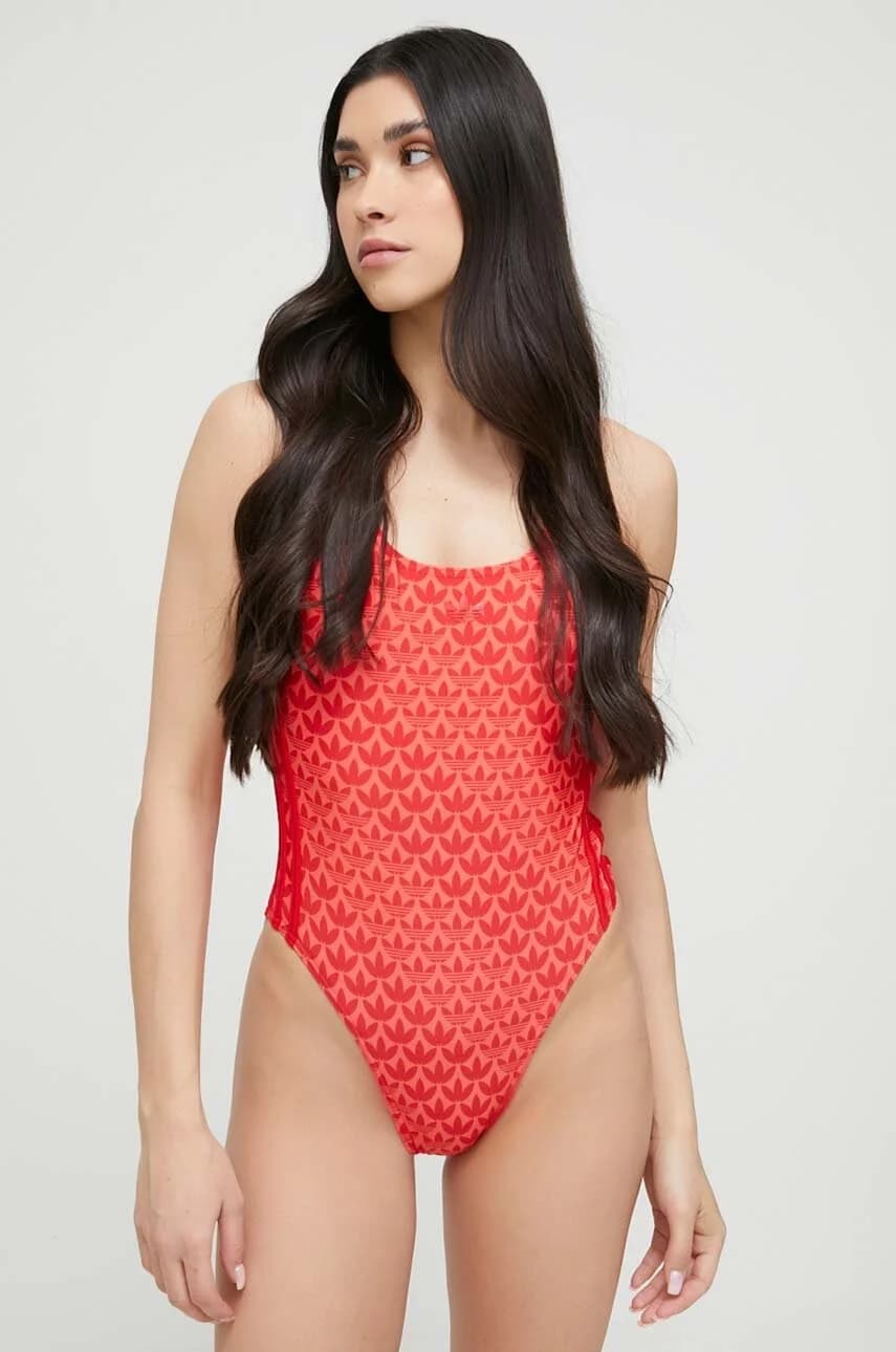 Сплошной купальник с монограммой и тремя полосками