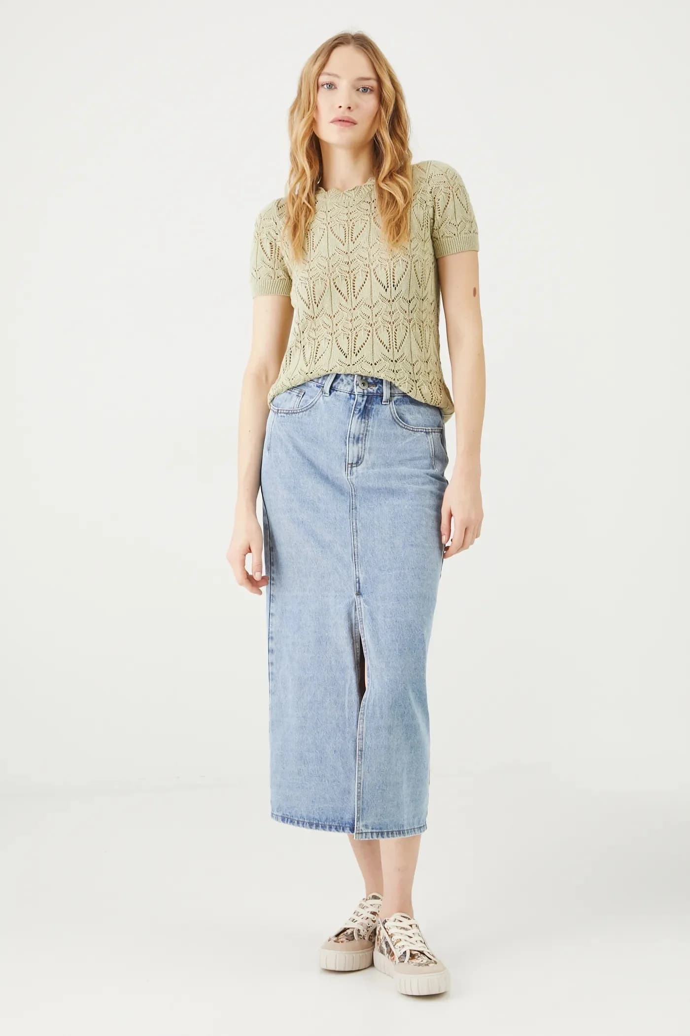 Хлопковая джинсовая юбка