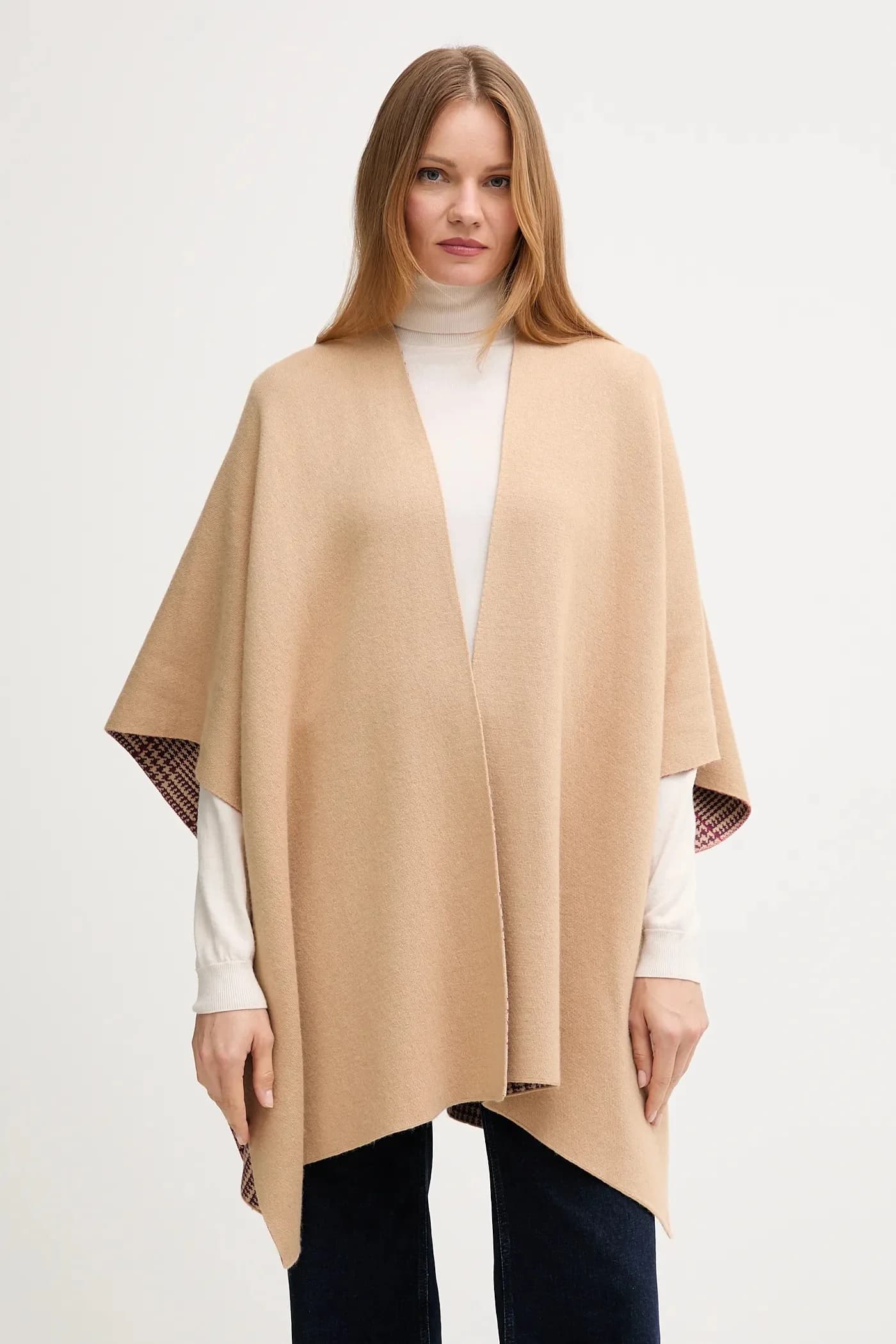 Пончо с добавлением шерсти, двустороннее.