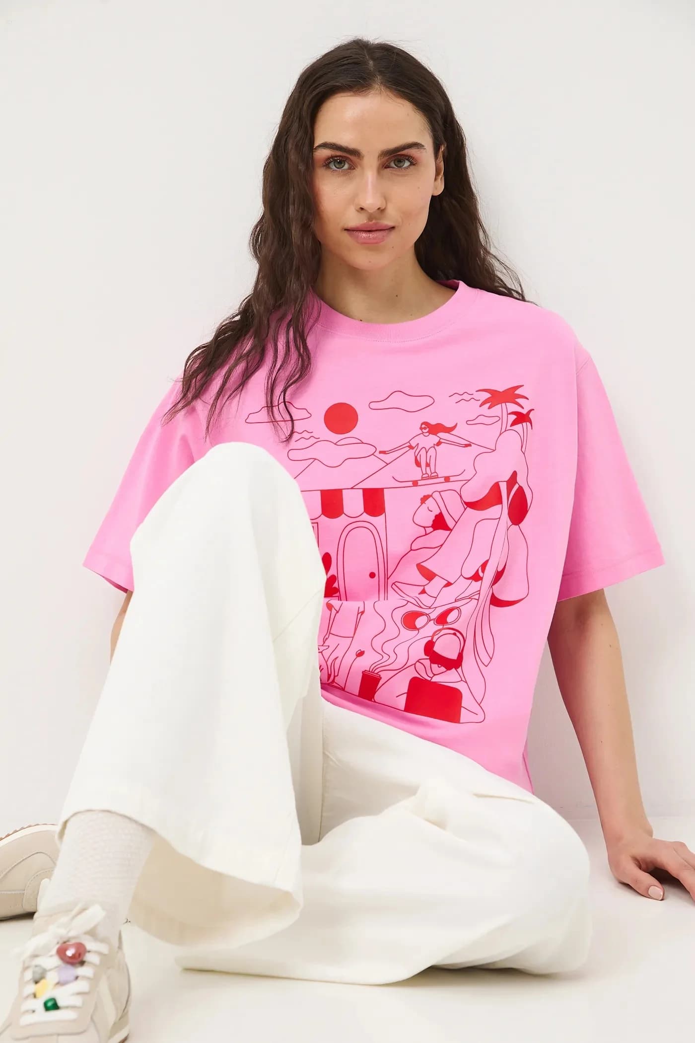 Женская хлопковая футболка оверсайз