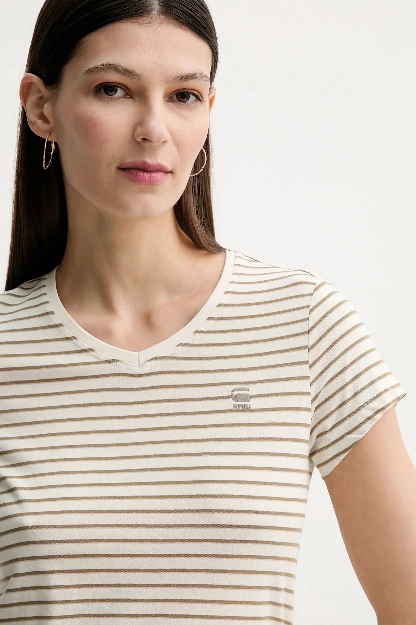 Хлопковая футболка в полоску eyben slim v t 2.0 бежевая для женщин