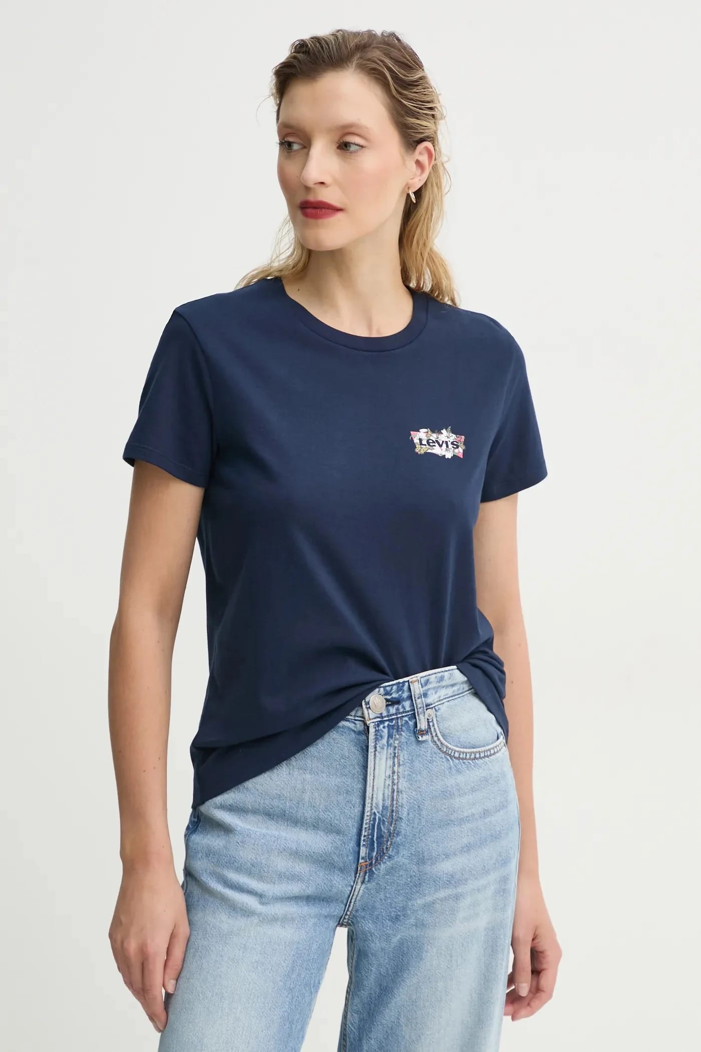 Футболка THE PERFECT TEE из хлопка военно-морской для женщин