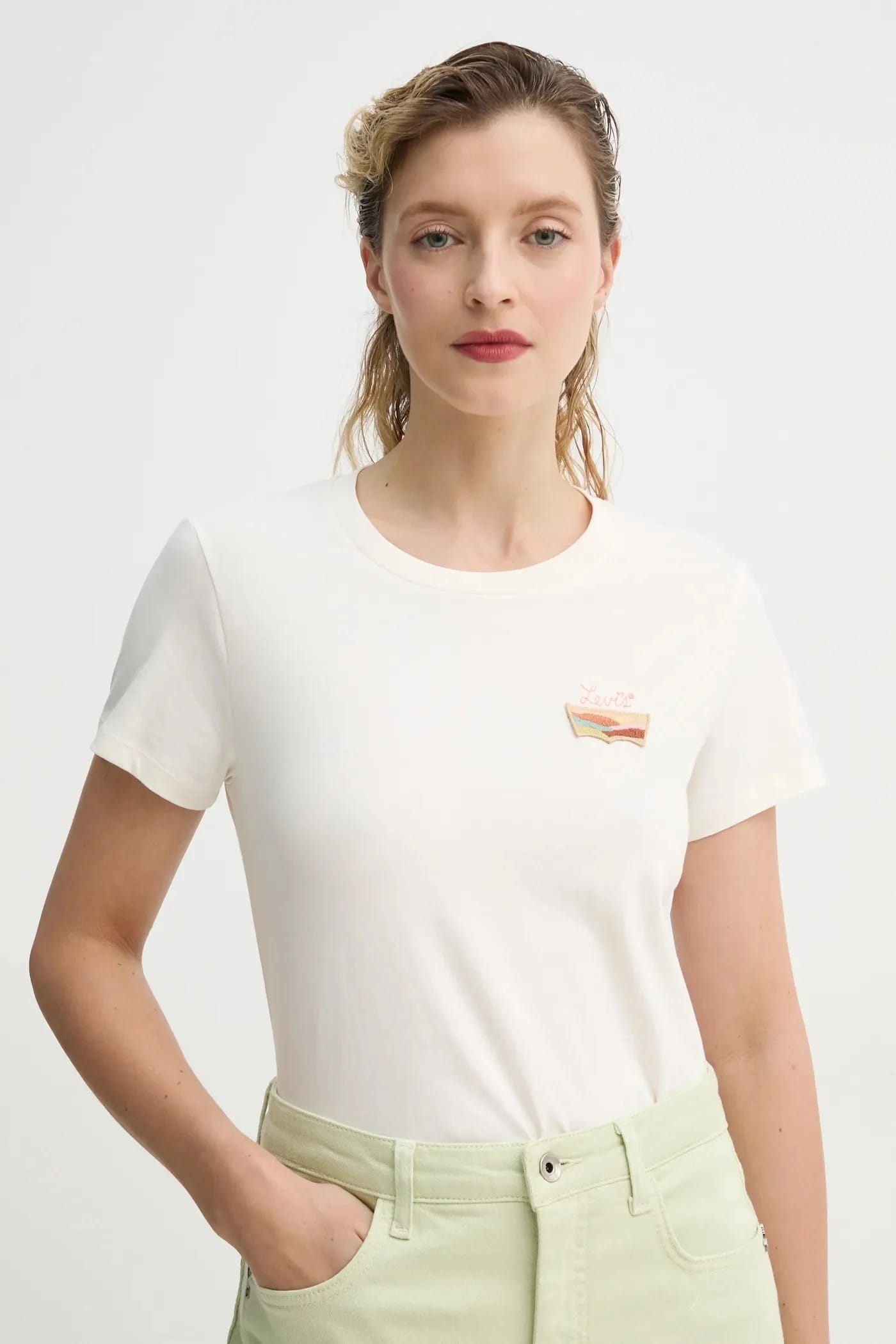 Футболка THE PERFECT TEE из хлопка бежевая для женщин