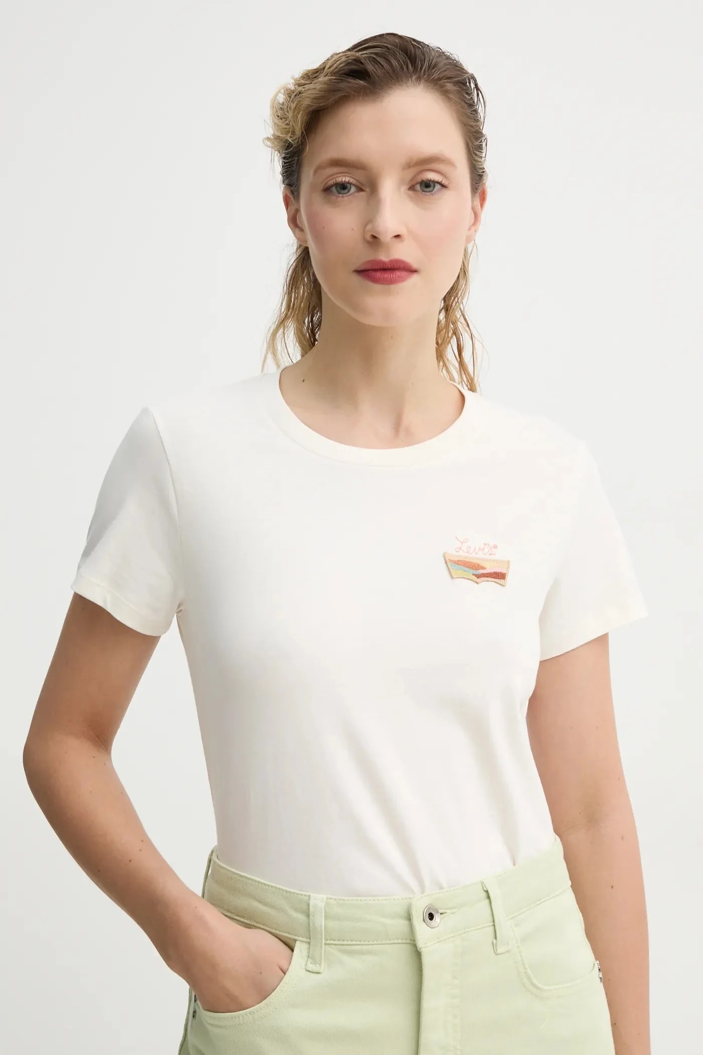 Футболка THE PERFECT TEE из хлопка бежевая для женщин
