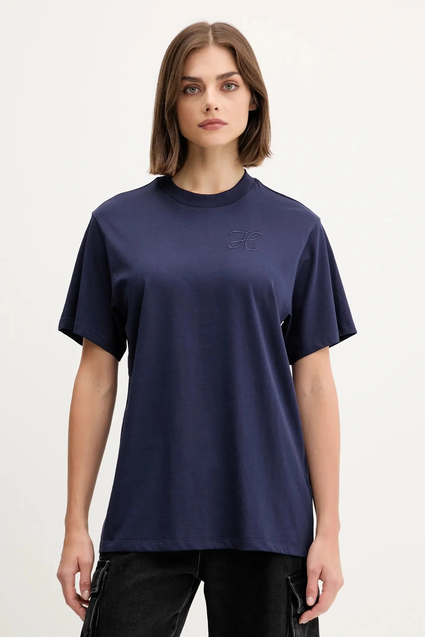Хлопковая футболка Vintage Tee_19 военно-морской для женщин