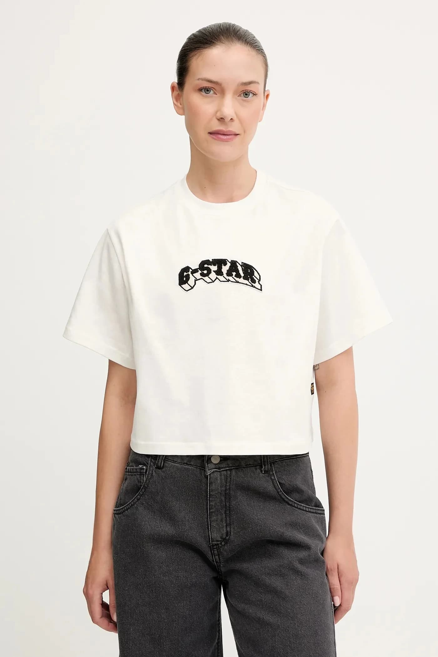 Футболка из фетрового хлопка с объемным логотипом