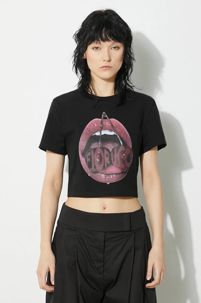 футболка с принтом рта