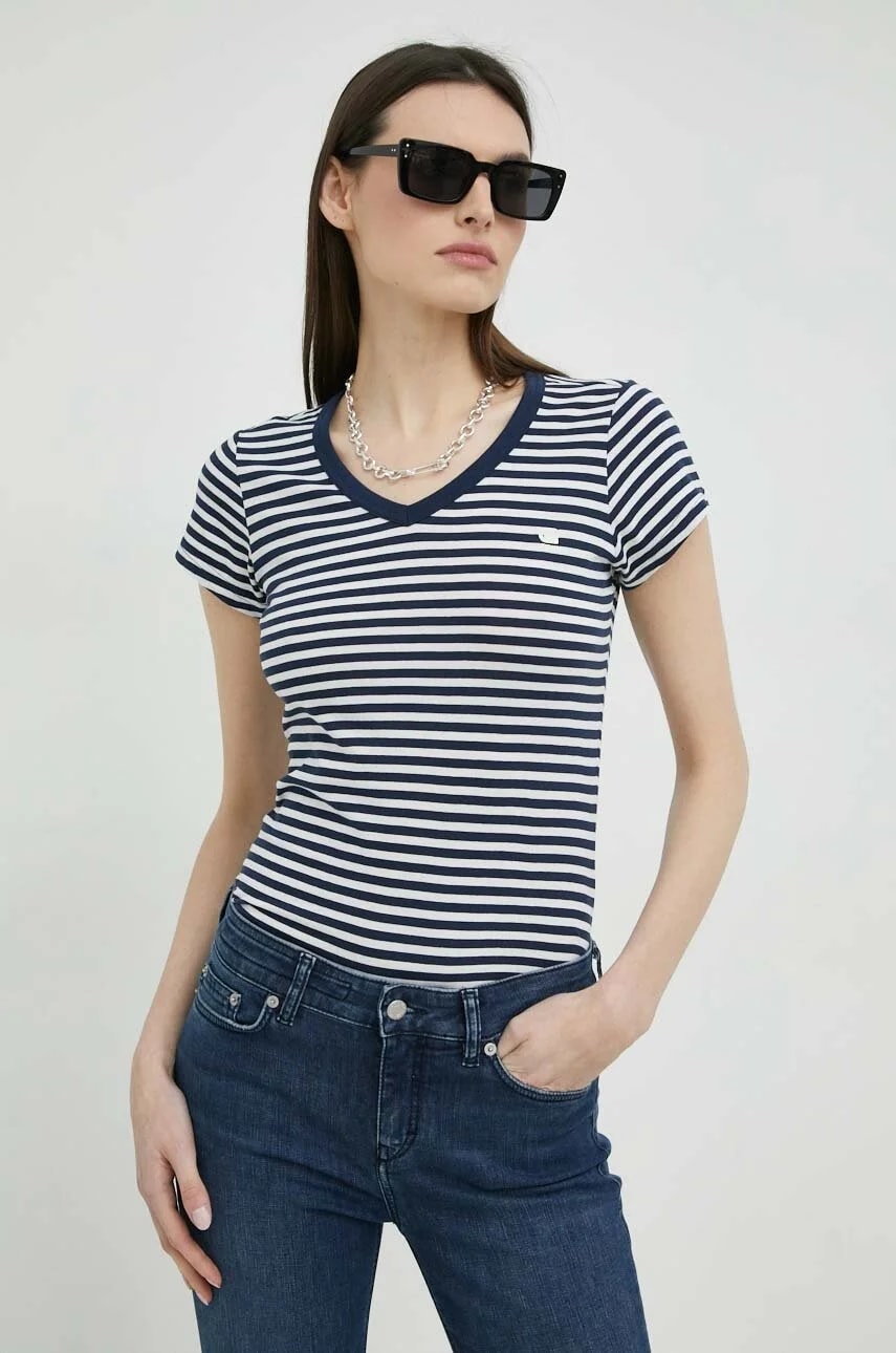 Хлопковая футболка военно-морской для женщин