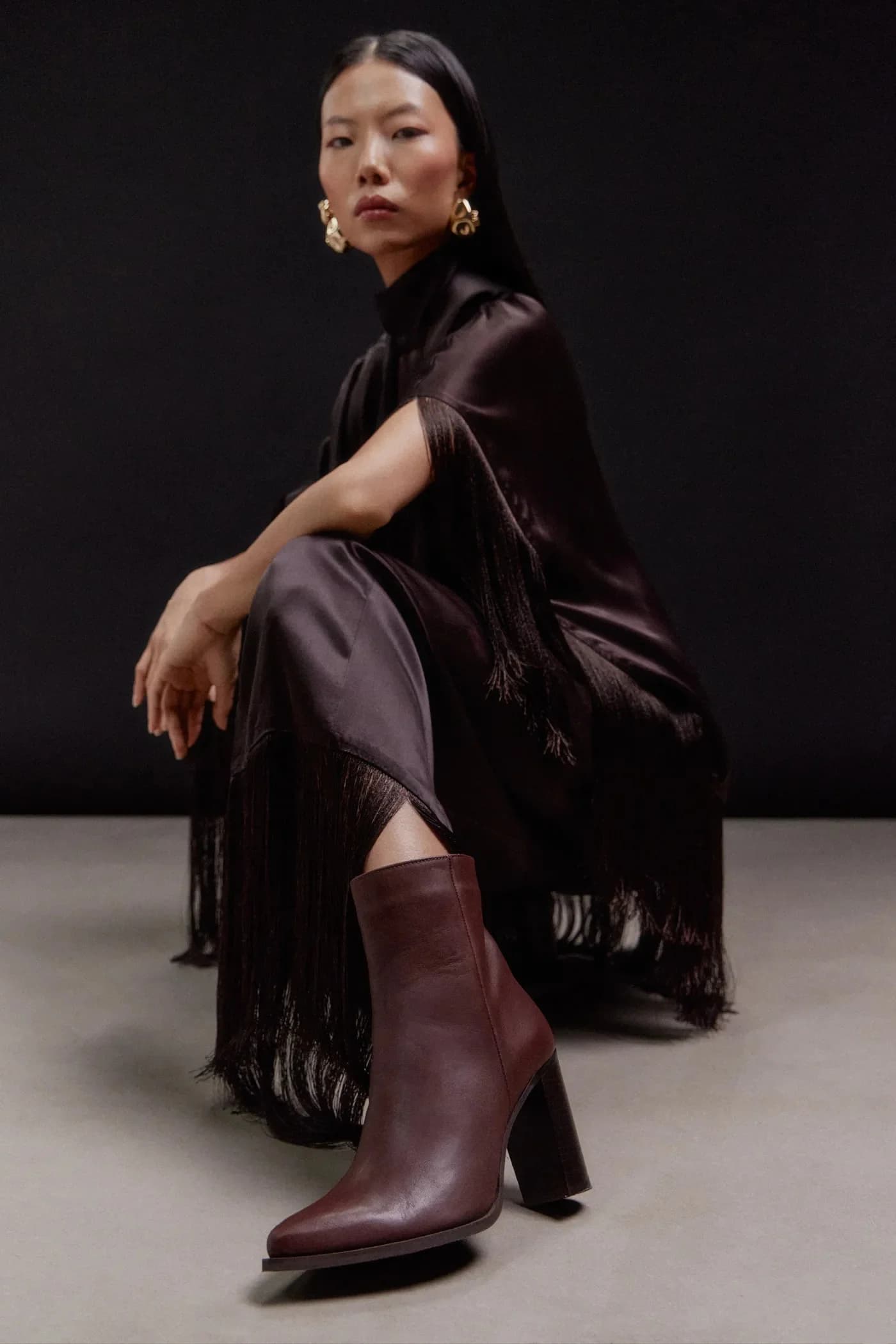 Кожаные ботильоны