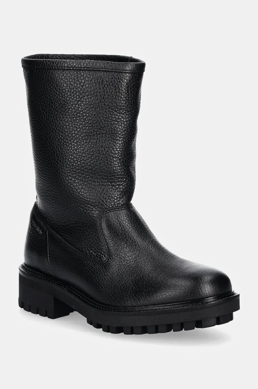 FLAT BIKER BOOT LTH кожаные ботильоны