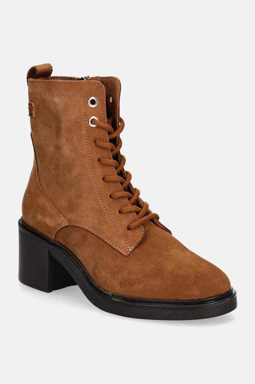 Замшевые ботильоны SUEDE MID HEEL LACEUP LOGOTAPE