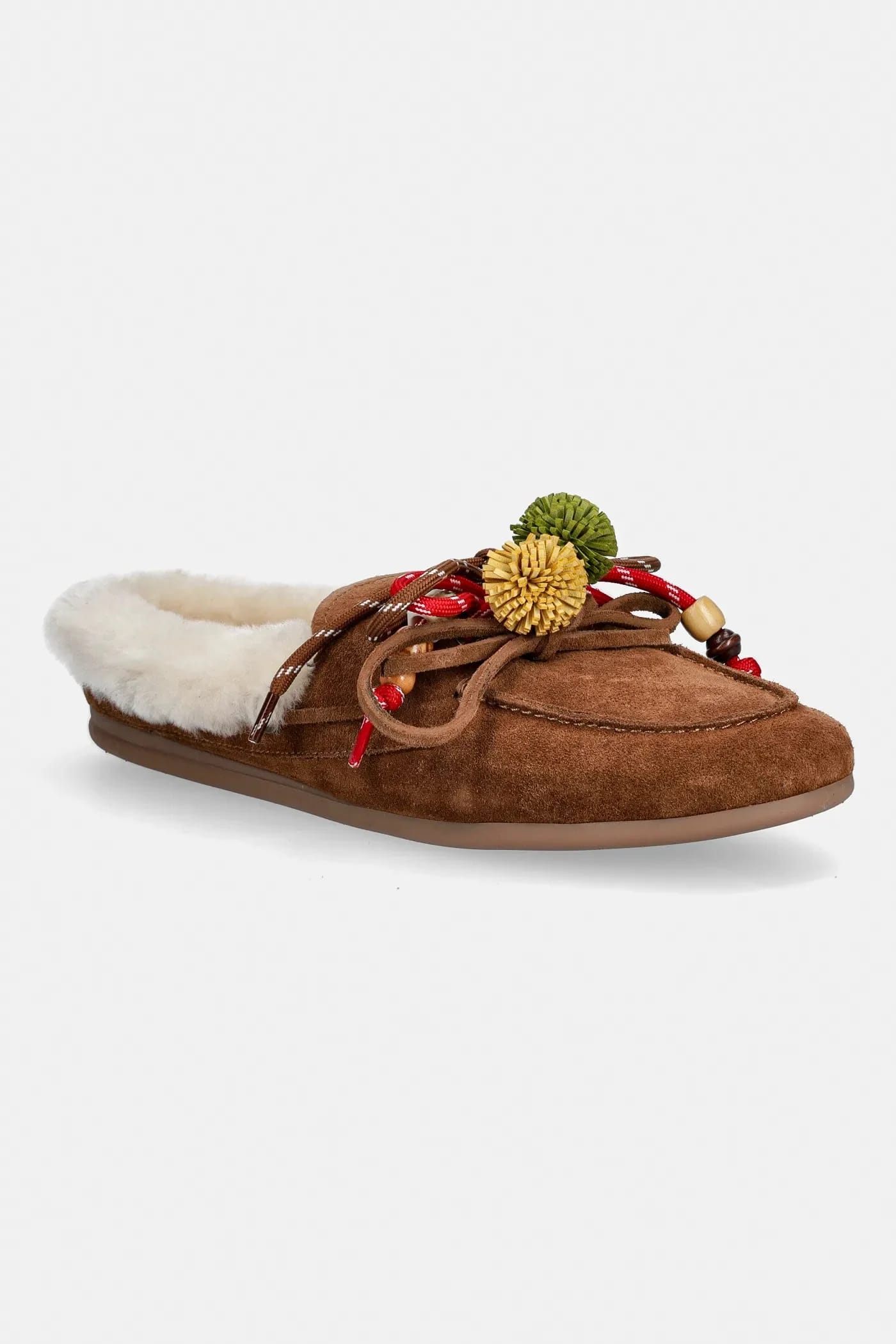 замшевые тапочки Coco Fur Tan Suede