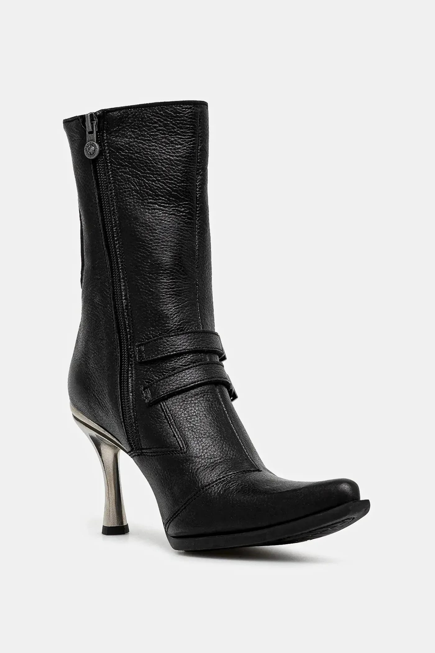 Кожаные ботильоны LUXOR NEGRO, MALICIA 2 GOMA NEGRA TACON CARI