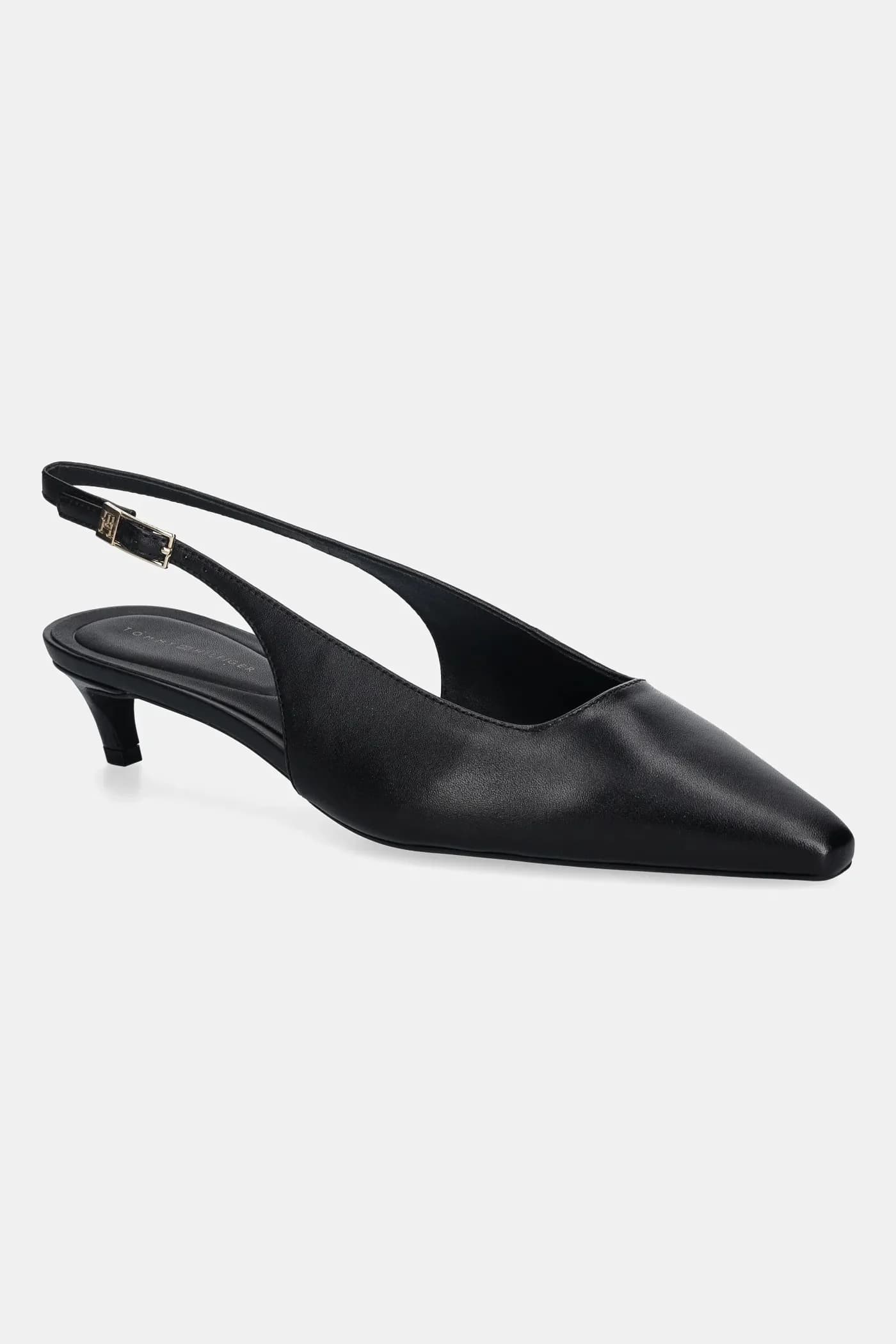 Кожаные туфли на высоком каблуке TH BUCKLE SLINGBACK LOW PUMP