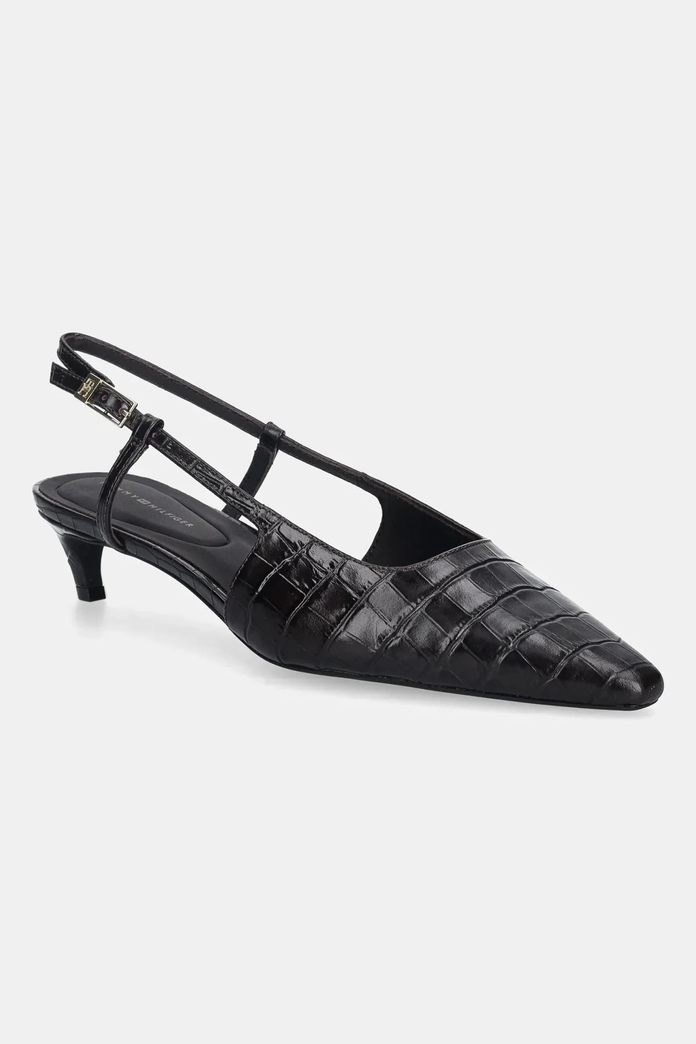 Кожаные туфли на высоком каблуке CROC SLINGBACK SLINGBACK SCOSS HEEL