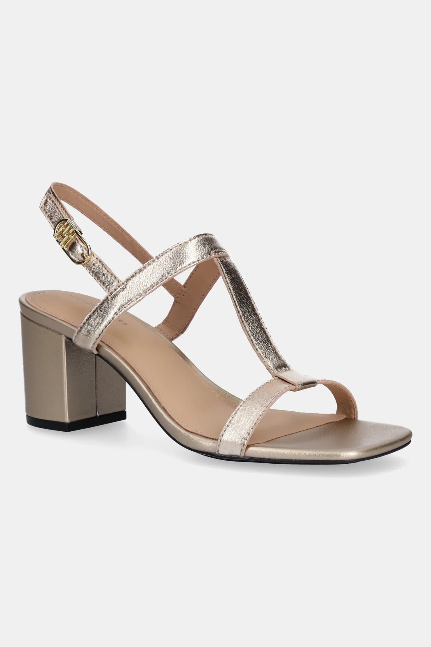 Кожаные сандалии LEATHER BLOCK HEEL SANDAL METAL