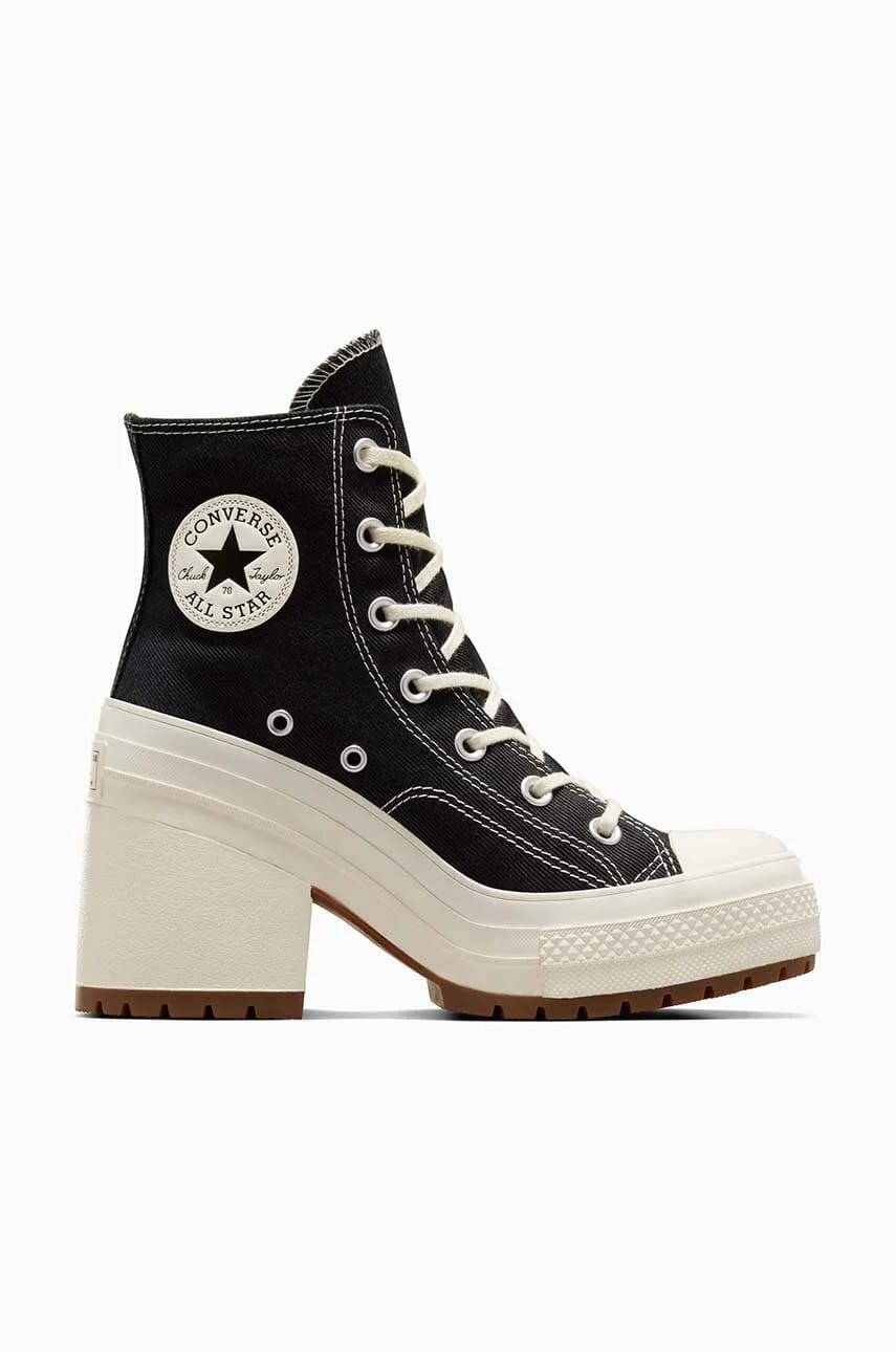 кроссовки Chuck 70 De Luxe на каблуке черные для женщин