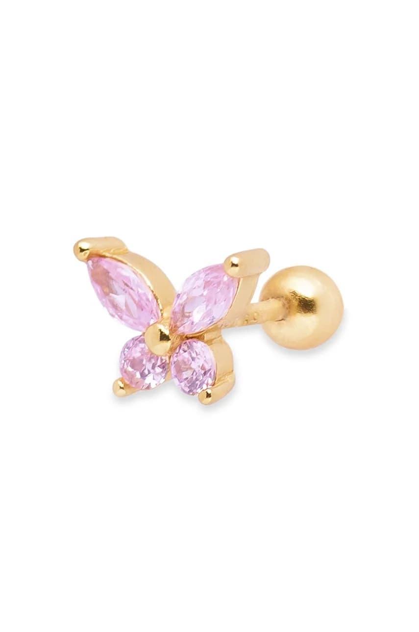 Позолоченная серебряная серьга Piercing Rock It