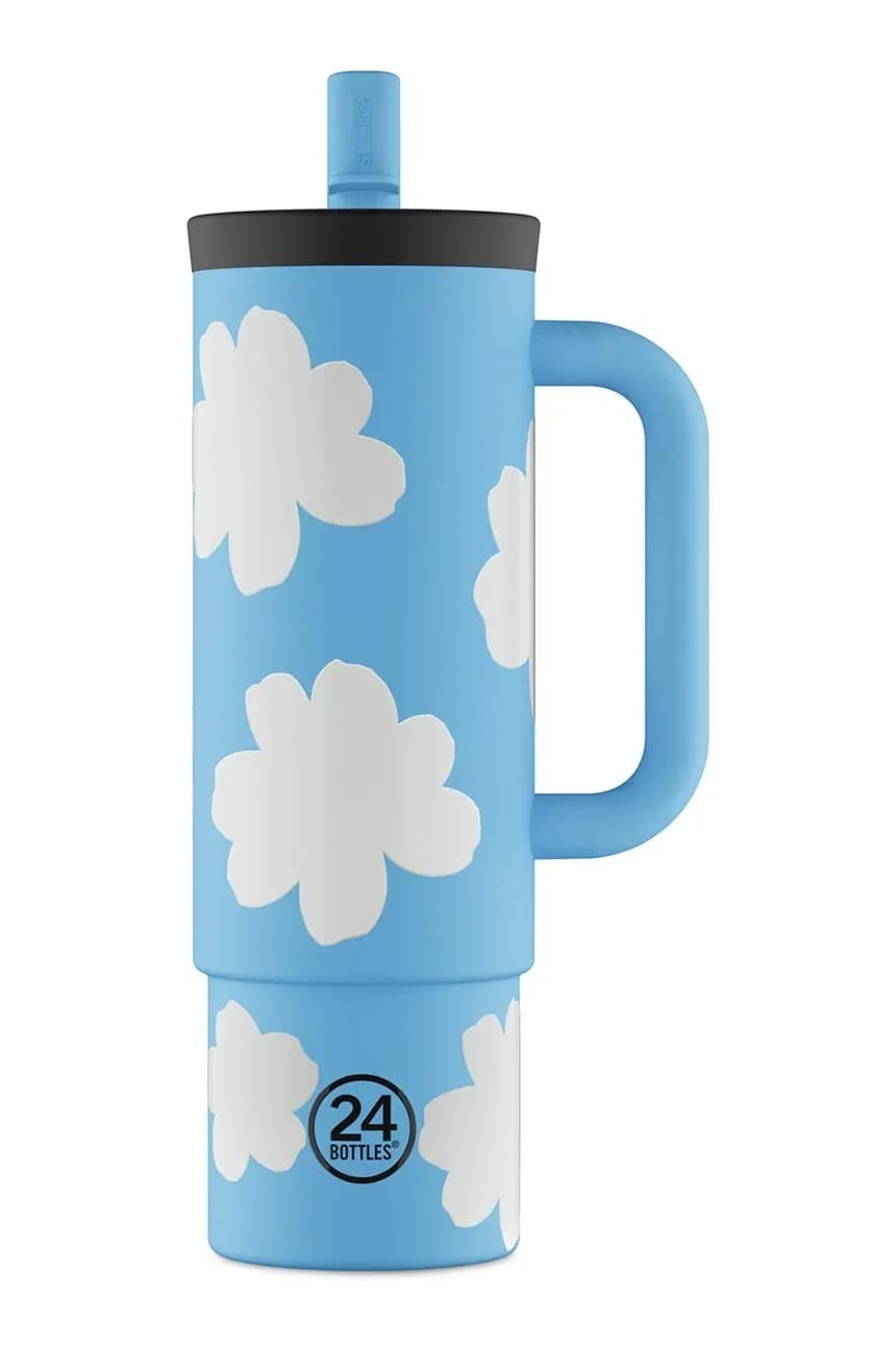 Термокружка соломенная 800мл Синяя