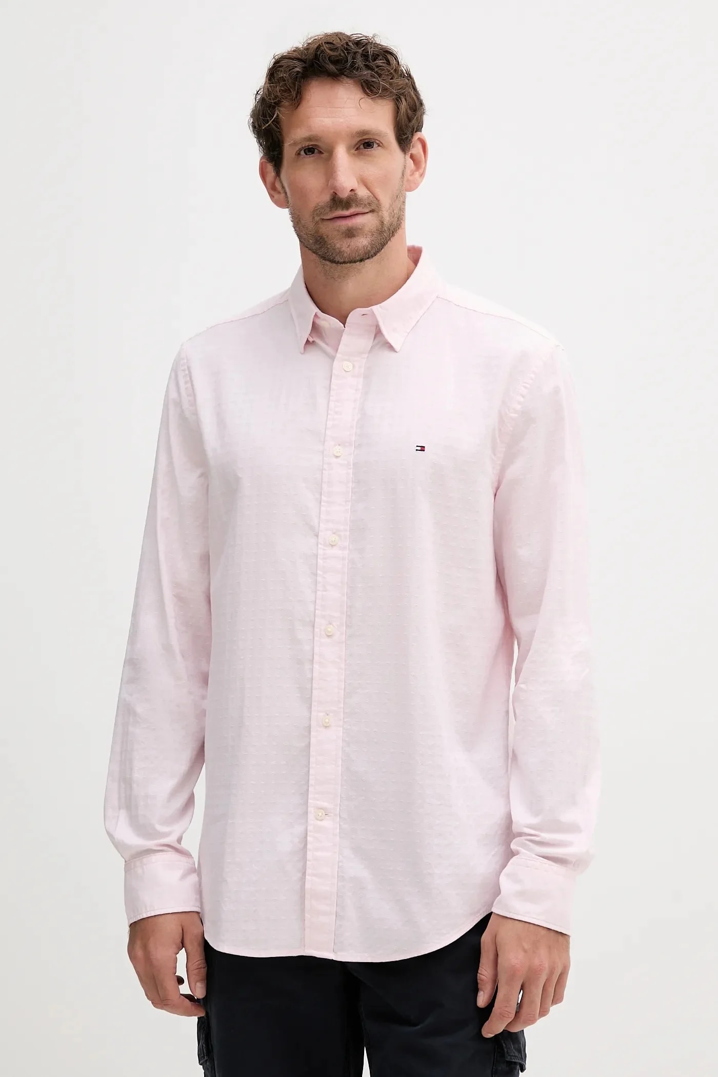 Хлопковая рубашка розовая для мужчин