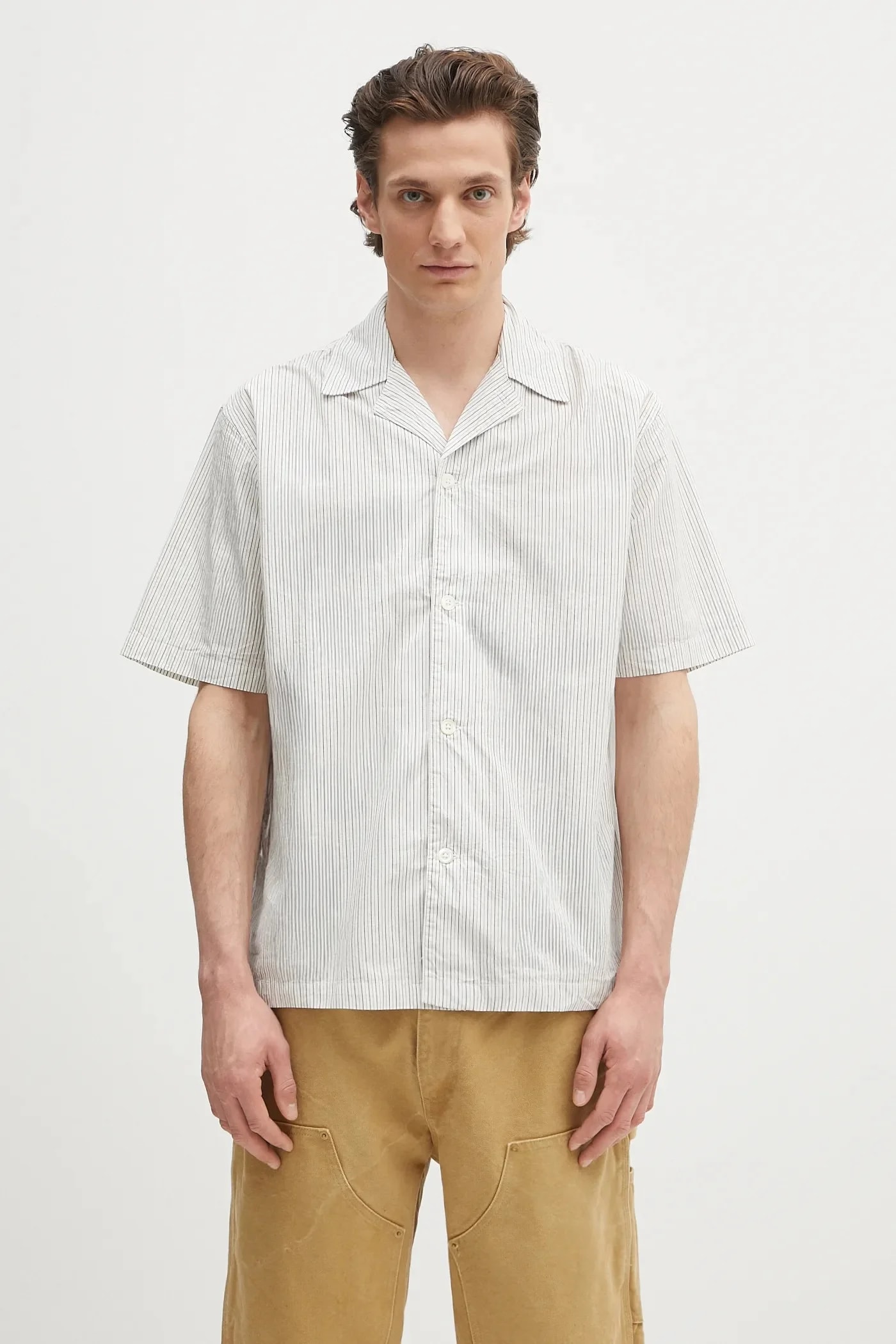 Хлопковая рубашка Mads Poplin Stripe SS