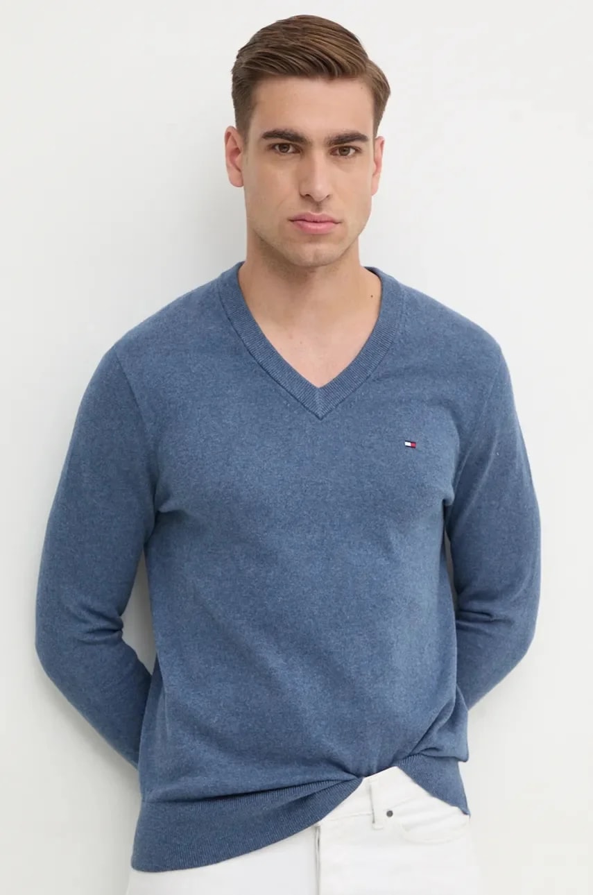 Свитер из смесового кашемира синий для мужчин