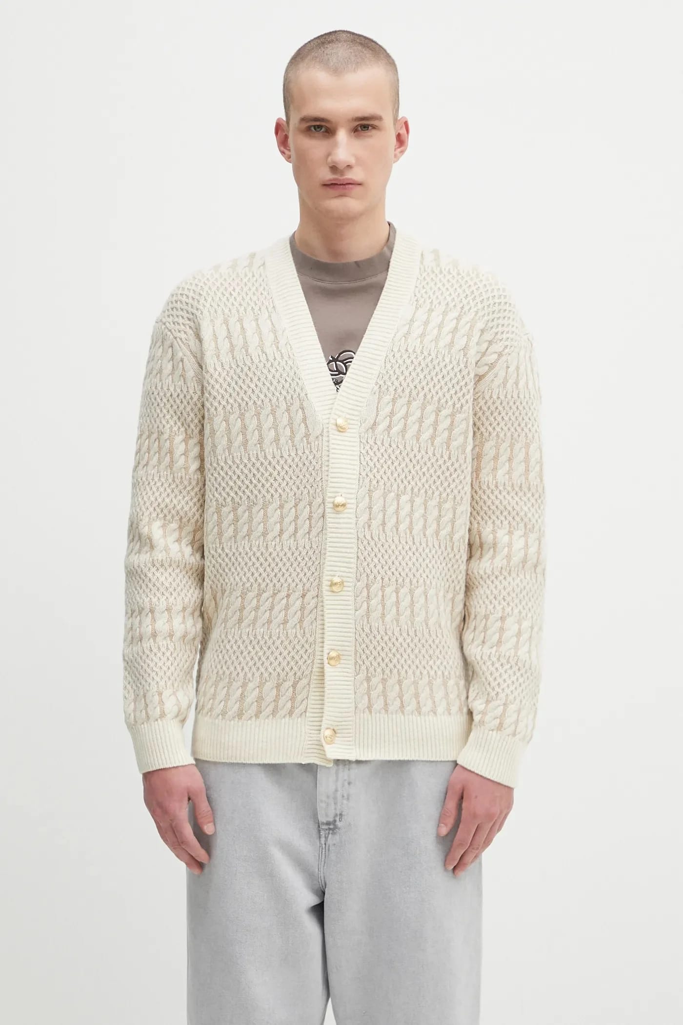 Le Cardigan Torsades Двухцветный шерстяной кардиган