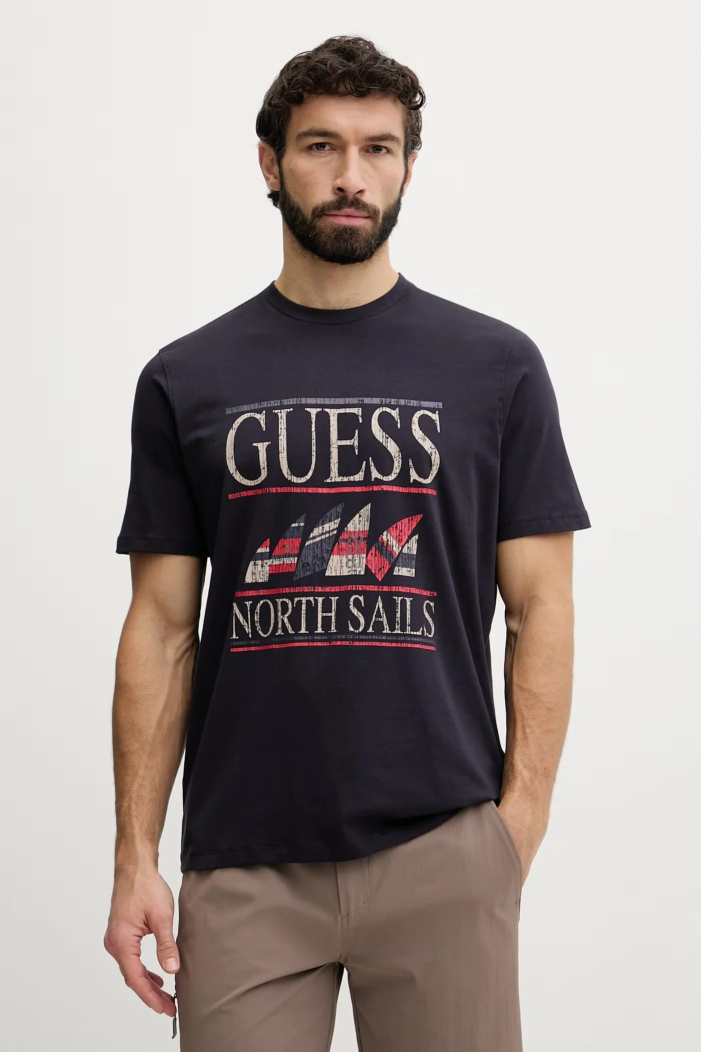 Мужская футболка из хлопка с эластаном x North Sails военно-морской для мужчин